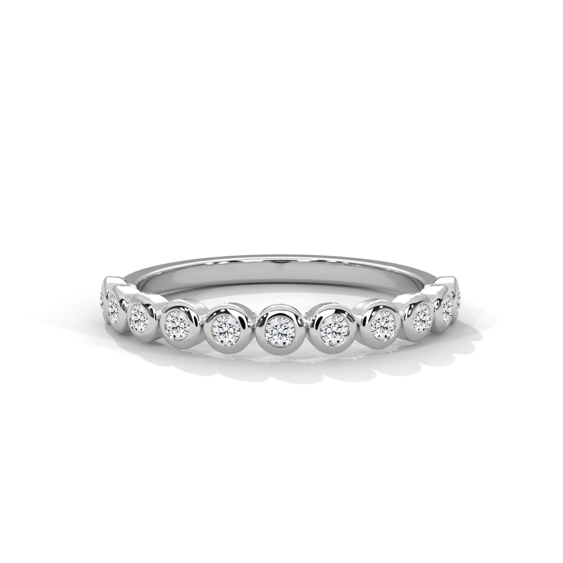 Circular Elegance:  Round Diamond Bezel Set Gold Band | 0.23 CTW