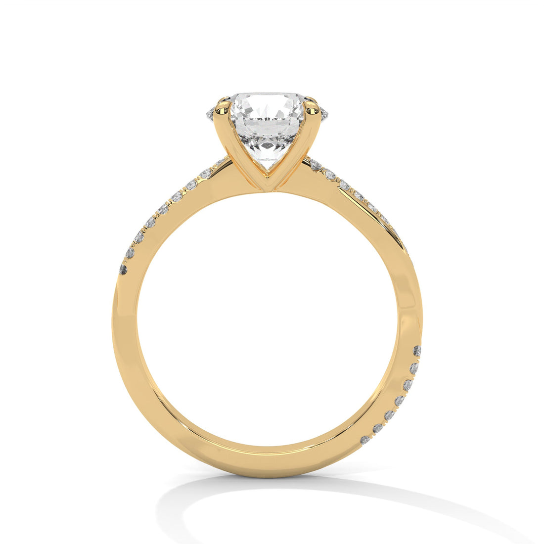 Twist-Design 2.16 CTW Round-Cut Diamond Gold Engagement Ring