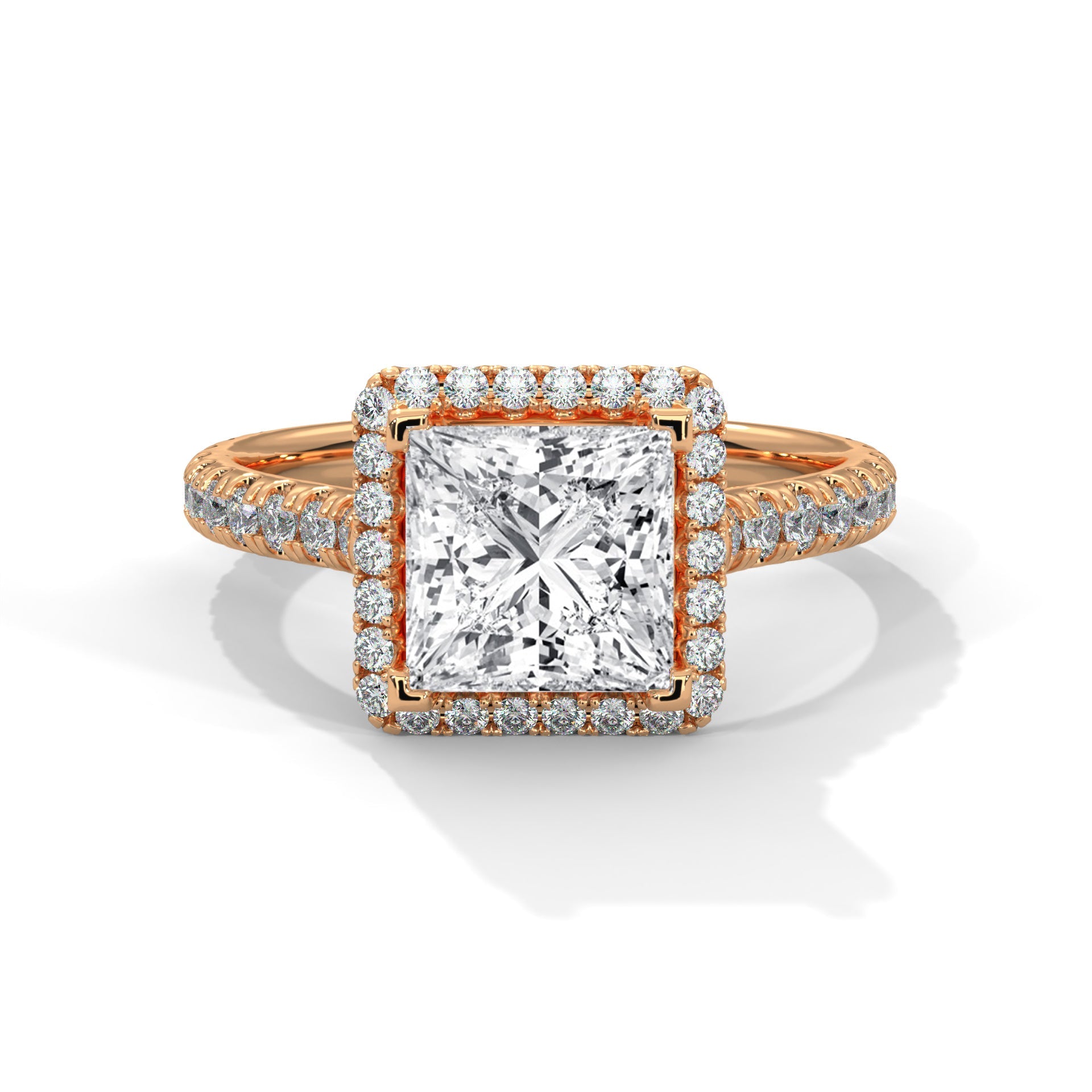 Princess-Cut 3 CTW Halo Lab Grown Diamond Ring | 3.57 CTW