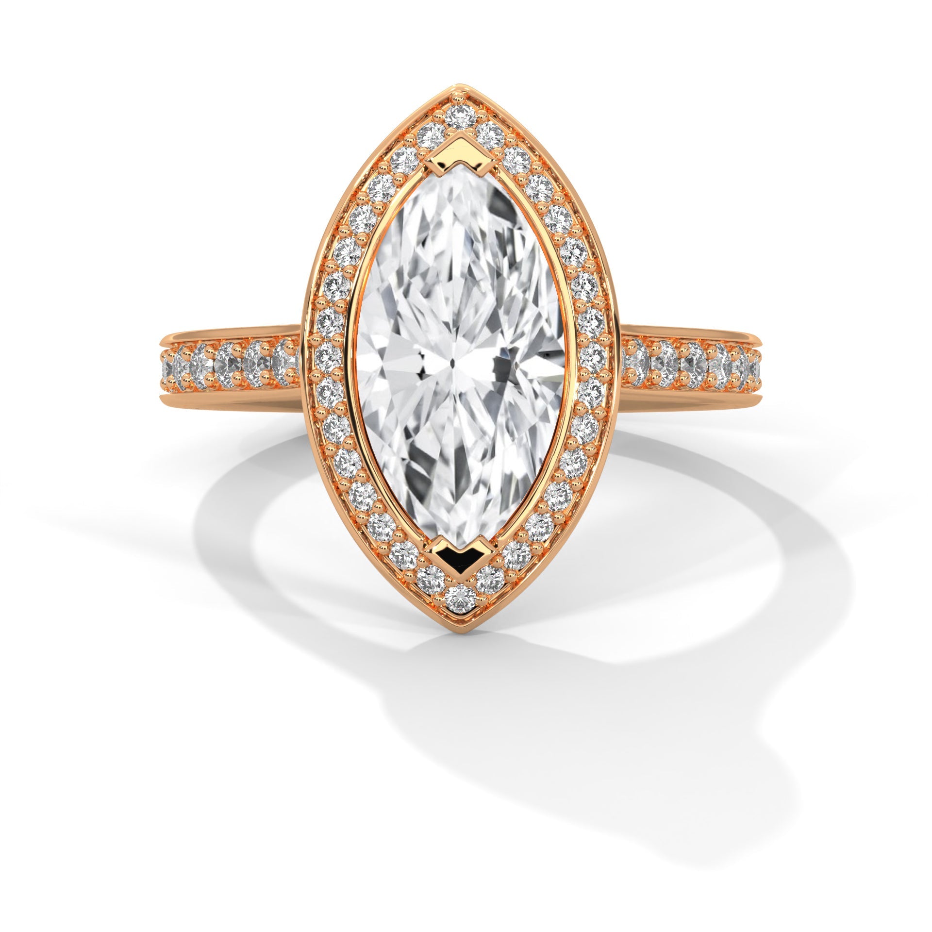 Marquise-Cut 3ctw Lab Grown Diamond Pave Band Ring | 3.46 CTW
