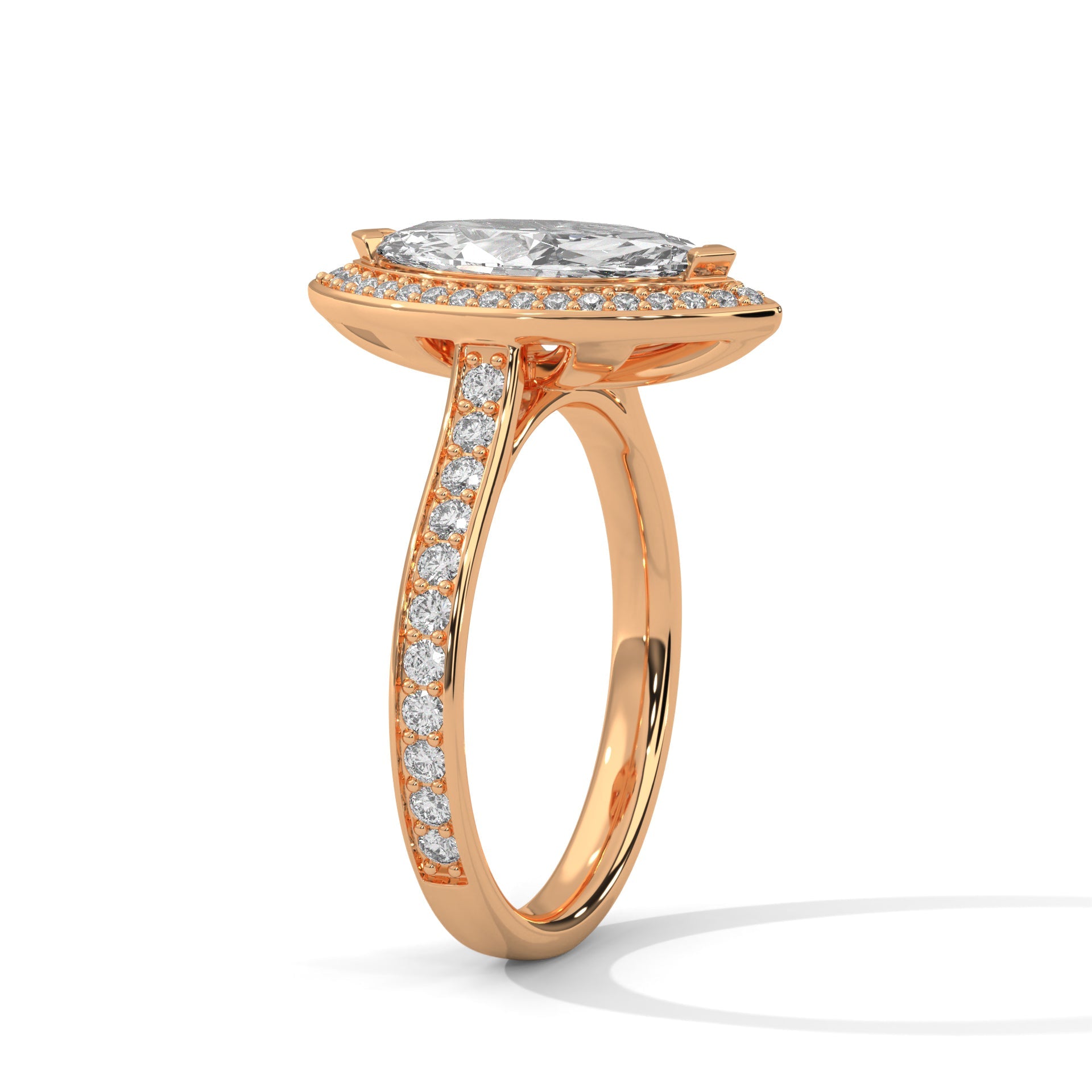 Marquise-Cut 3ctw Lab Grown Diamond Pave Band Ring | 3.46 CTW