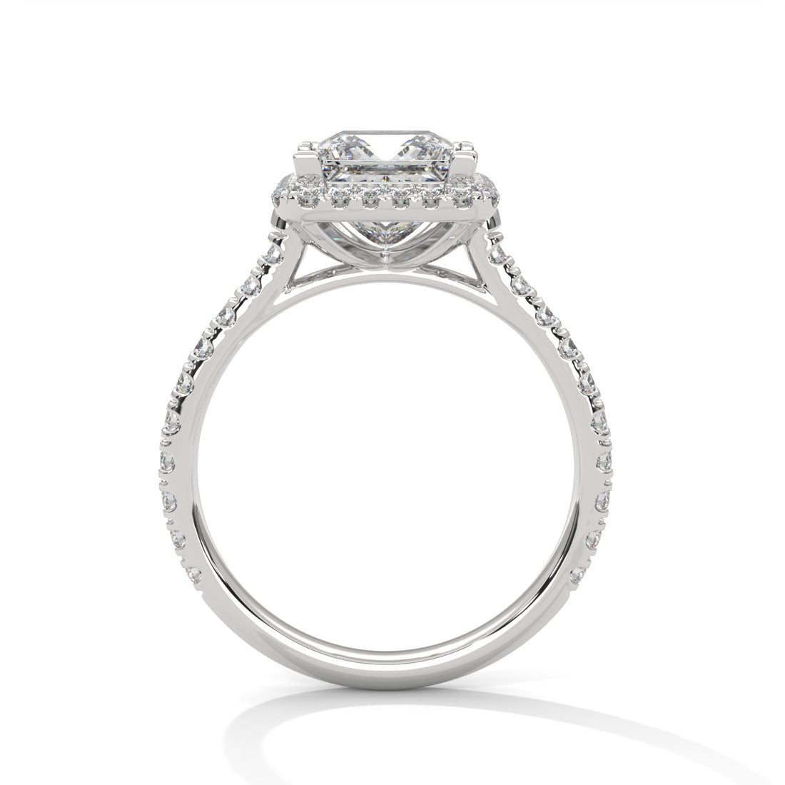Halo-Pave Engagement Ring with Princess-Cut Diamond and 2ct Lab-Grown Center (F VS1)