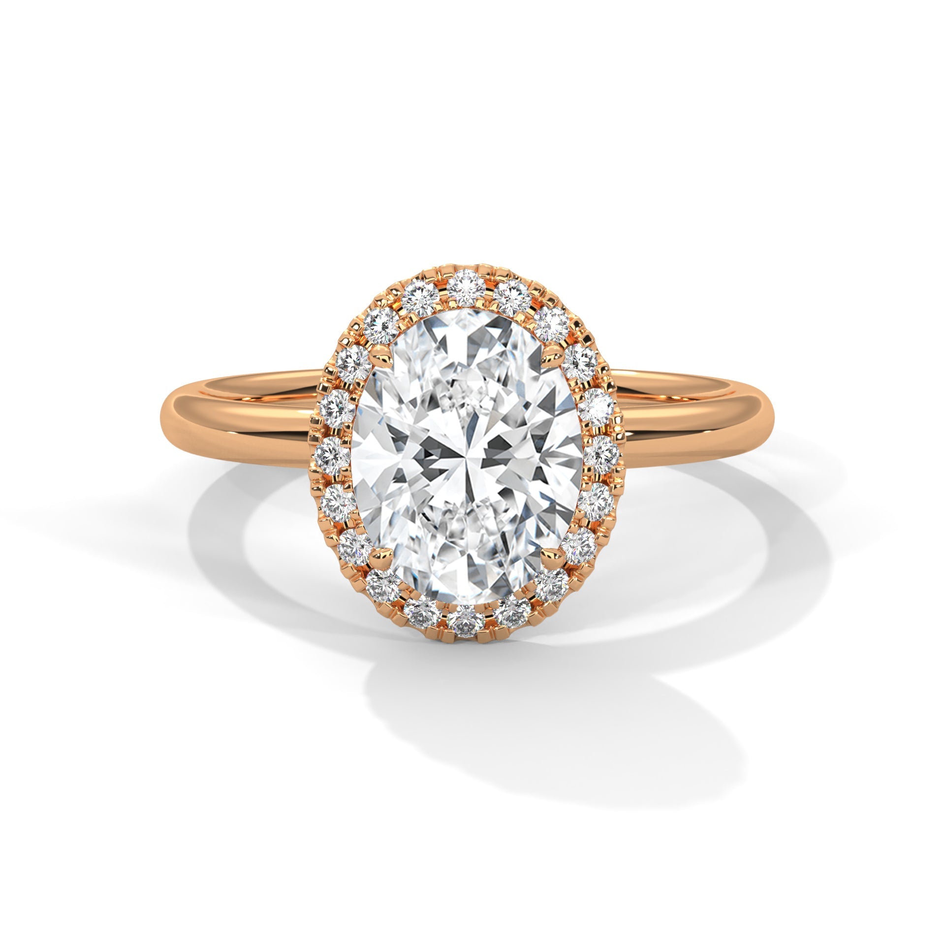 Regal Glow 2.16 CTW Oval Cut Diamond Halo Engagement Ring | E-VS