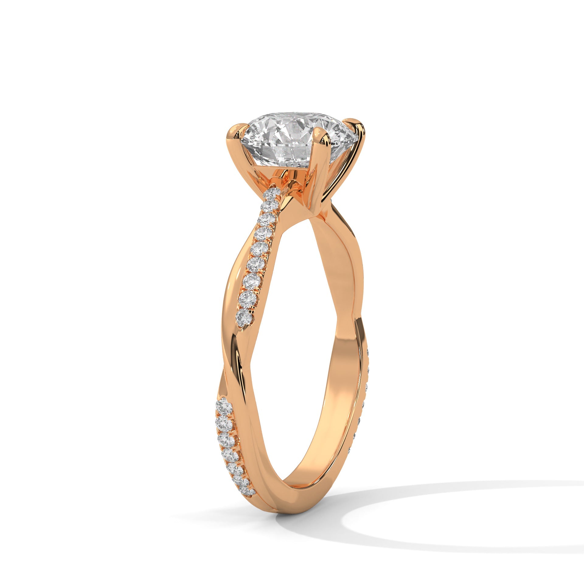 Twist-Design 2.16 CTW Round-Cut Diamond Gold Engagement Ring