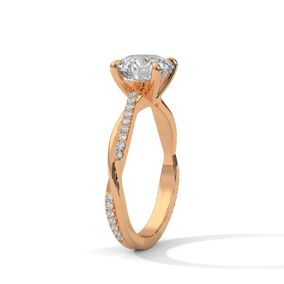 Twist-Design 2.16 CTW Round-Cut Diamond Gold Engagement Ring