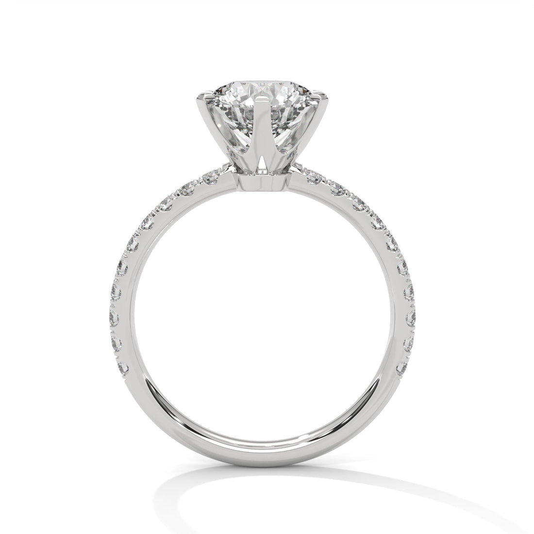 3 CT Round-Cut Lab Grown Diamond 6-Prong Pave Ring | 3.24 CTW