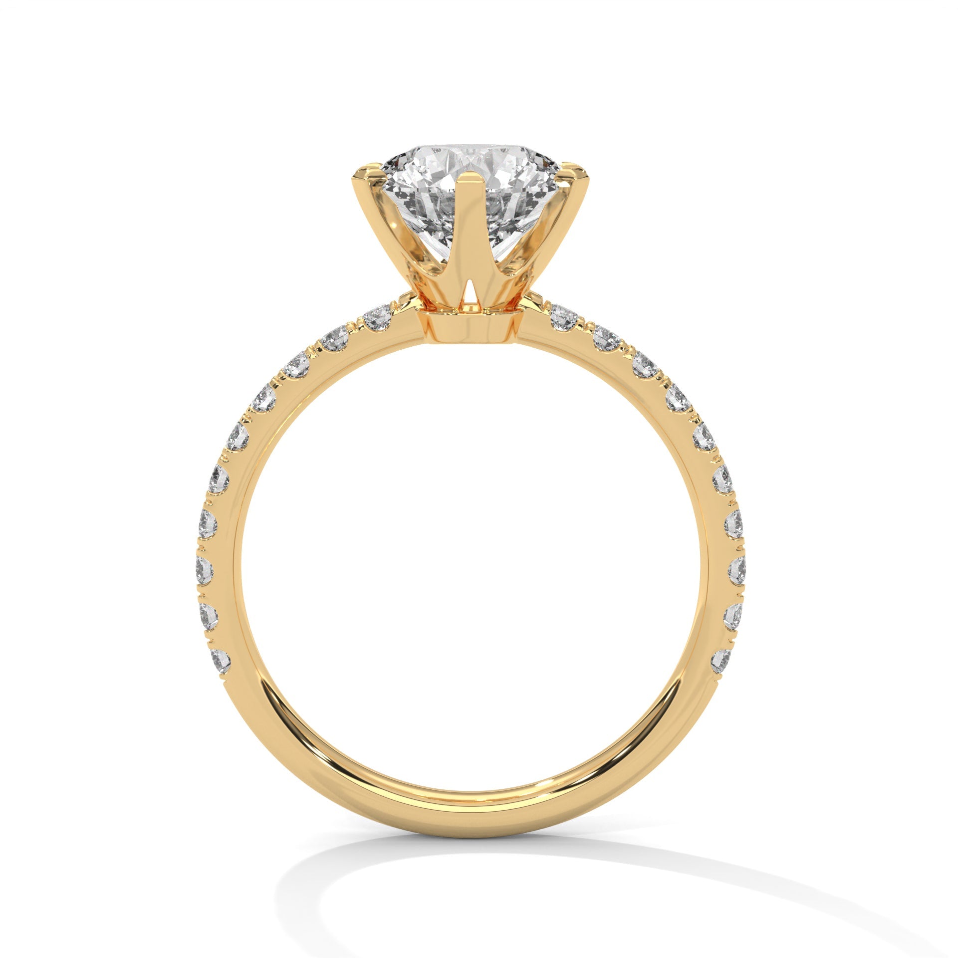 3 CT Round-Cut Lab Grown Diamond 6-Prong Pave Ring | 3.24 CTW