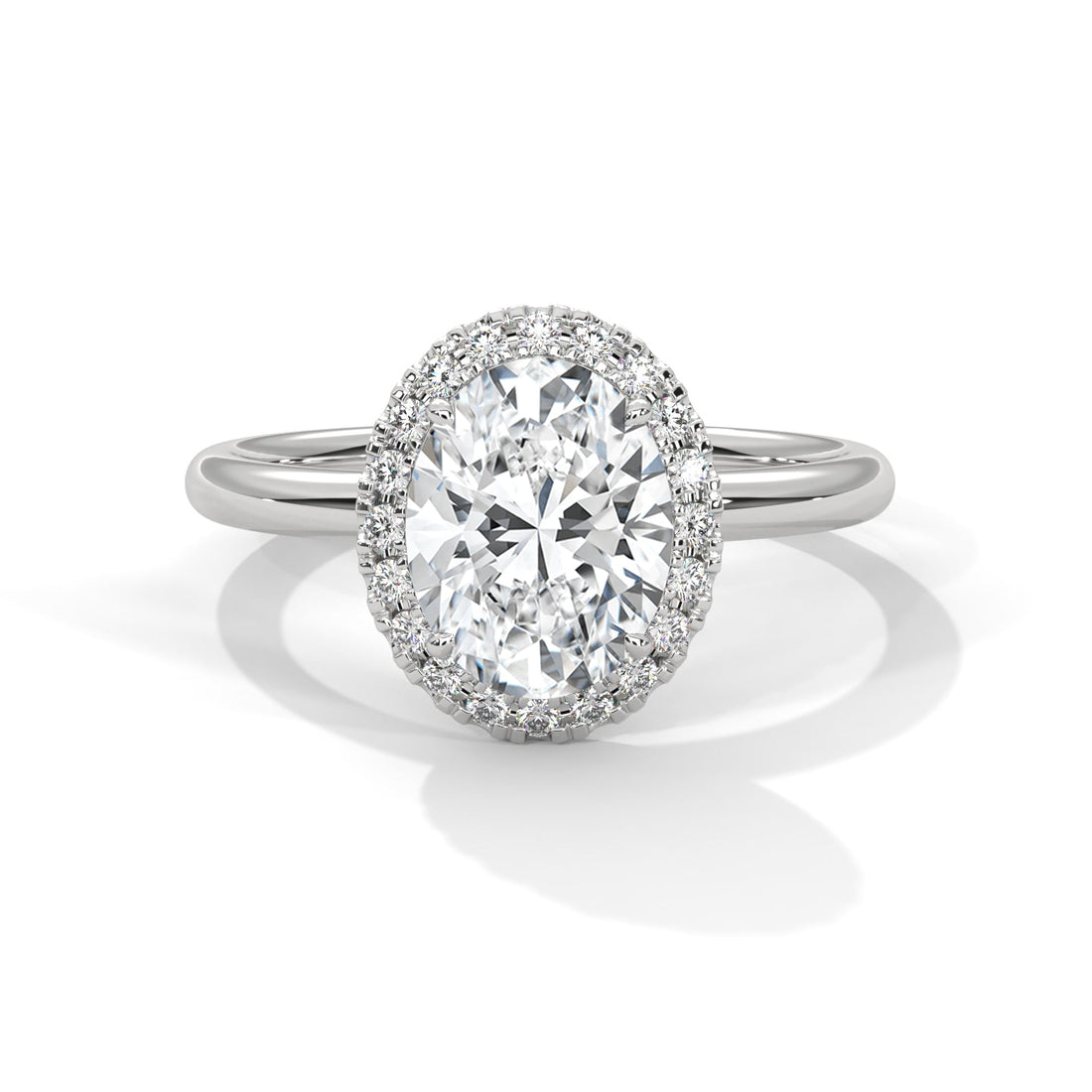 Regal Glow 2.16 CTW Oval Cut Diamond Halo Engagement Ring | E-VS