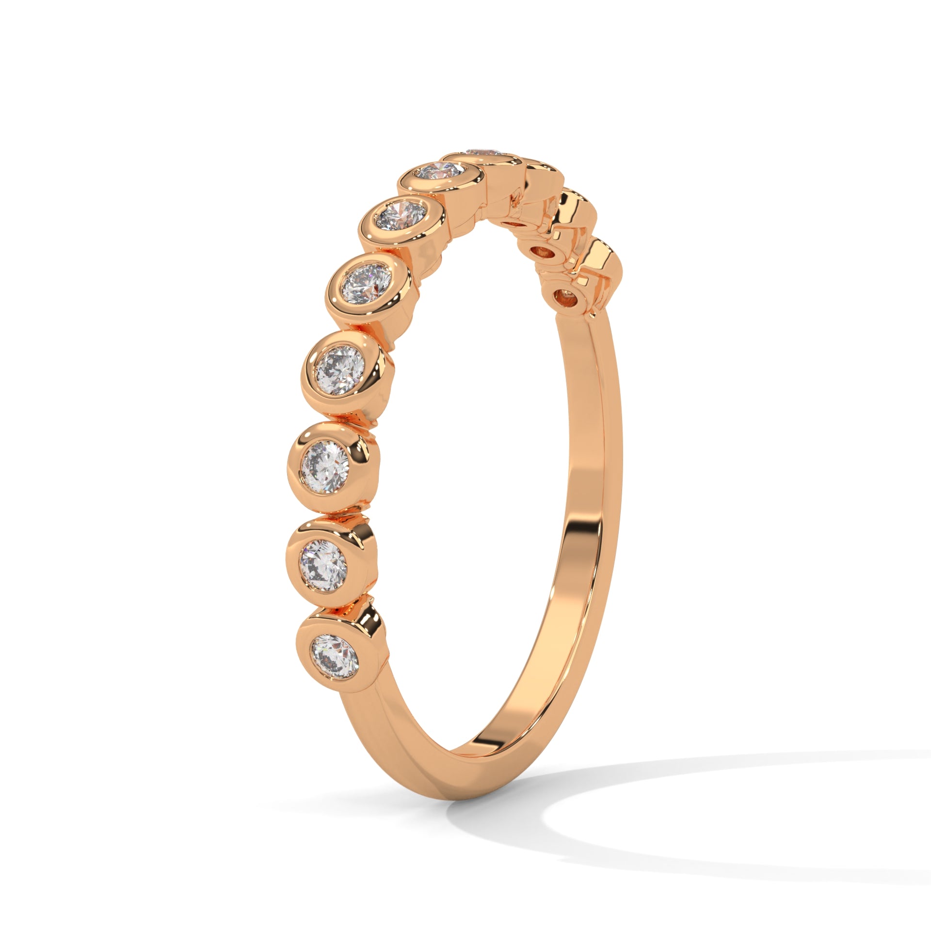 Circular Elegance:  Round Diamond Bezel Set Gold Band | 0.23 CTW