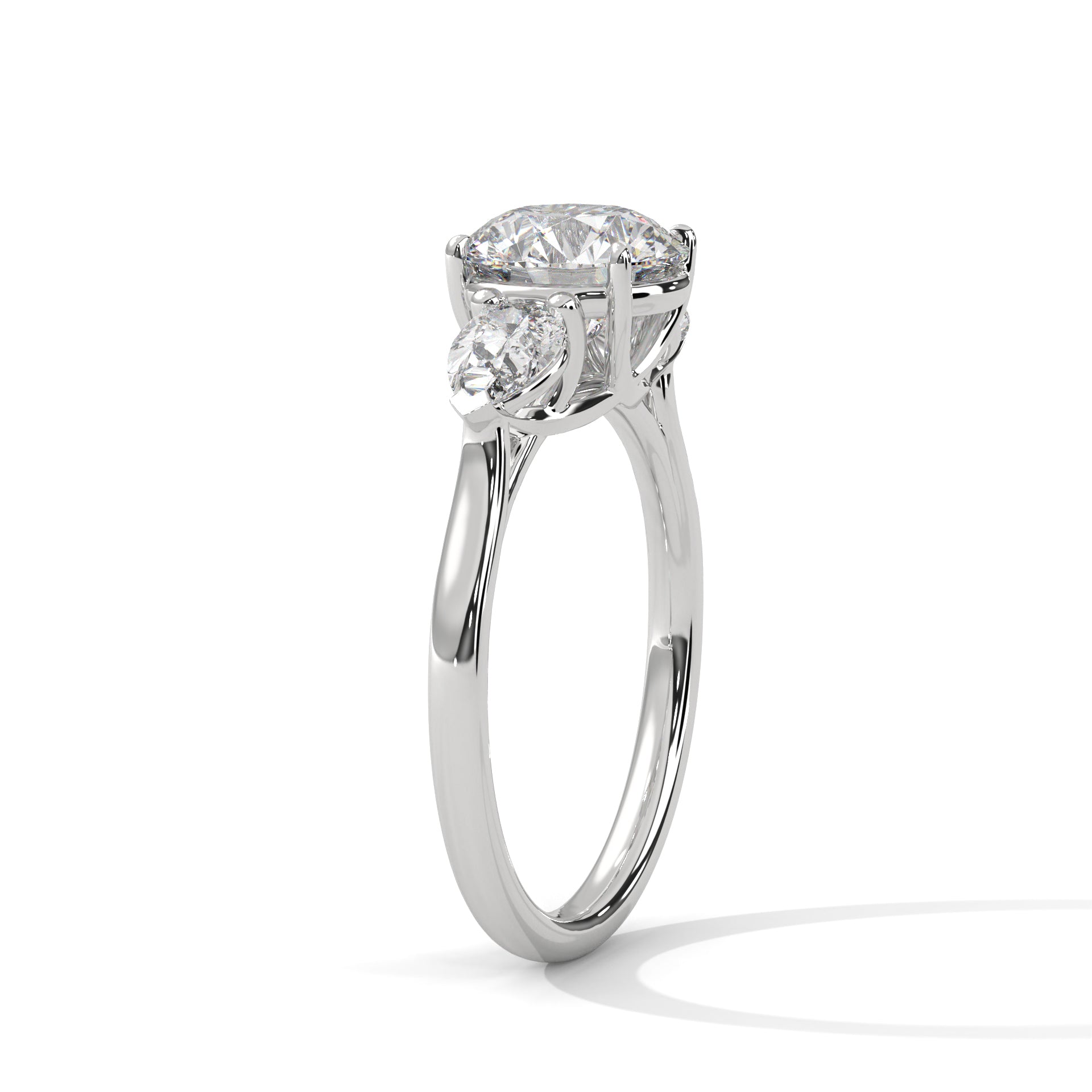 Trinity Pear 3 CTW Round-Cut Diamond Engagement Ring | E-VS1