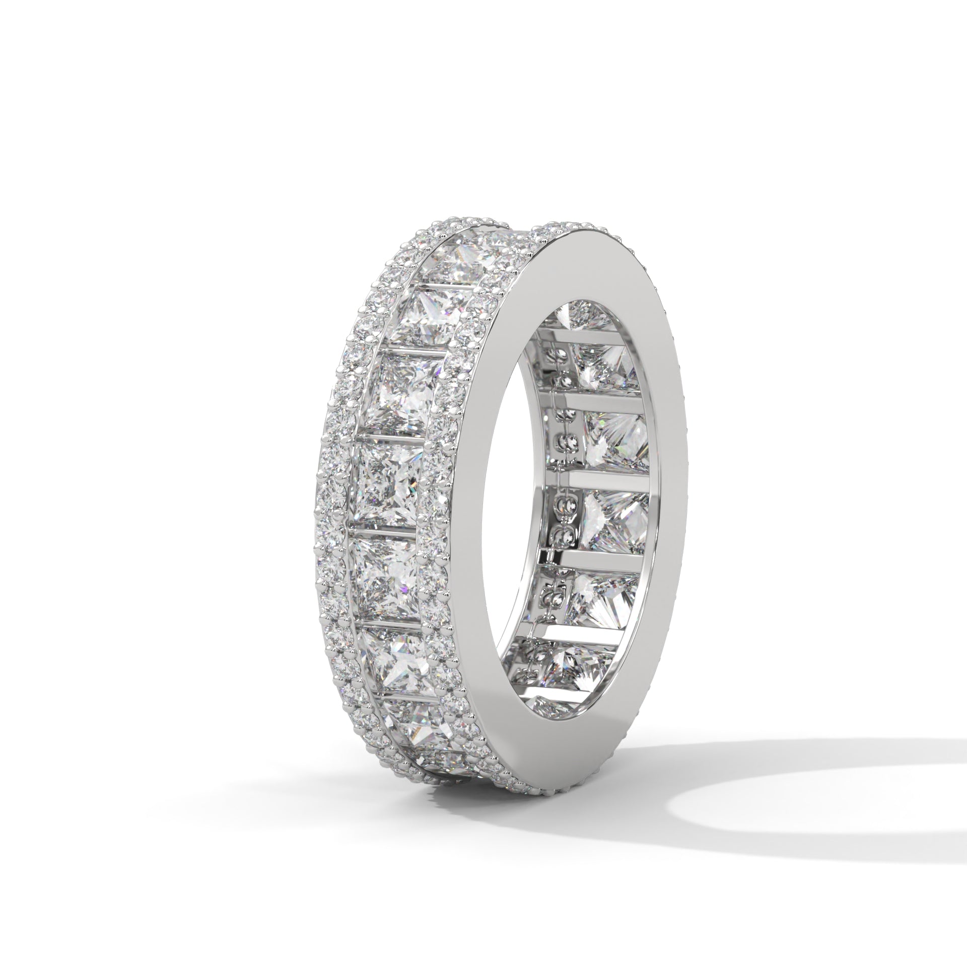 Regal Radiance: Gold Princess and Round Diamond Band Ring | 4.04 CTW