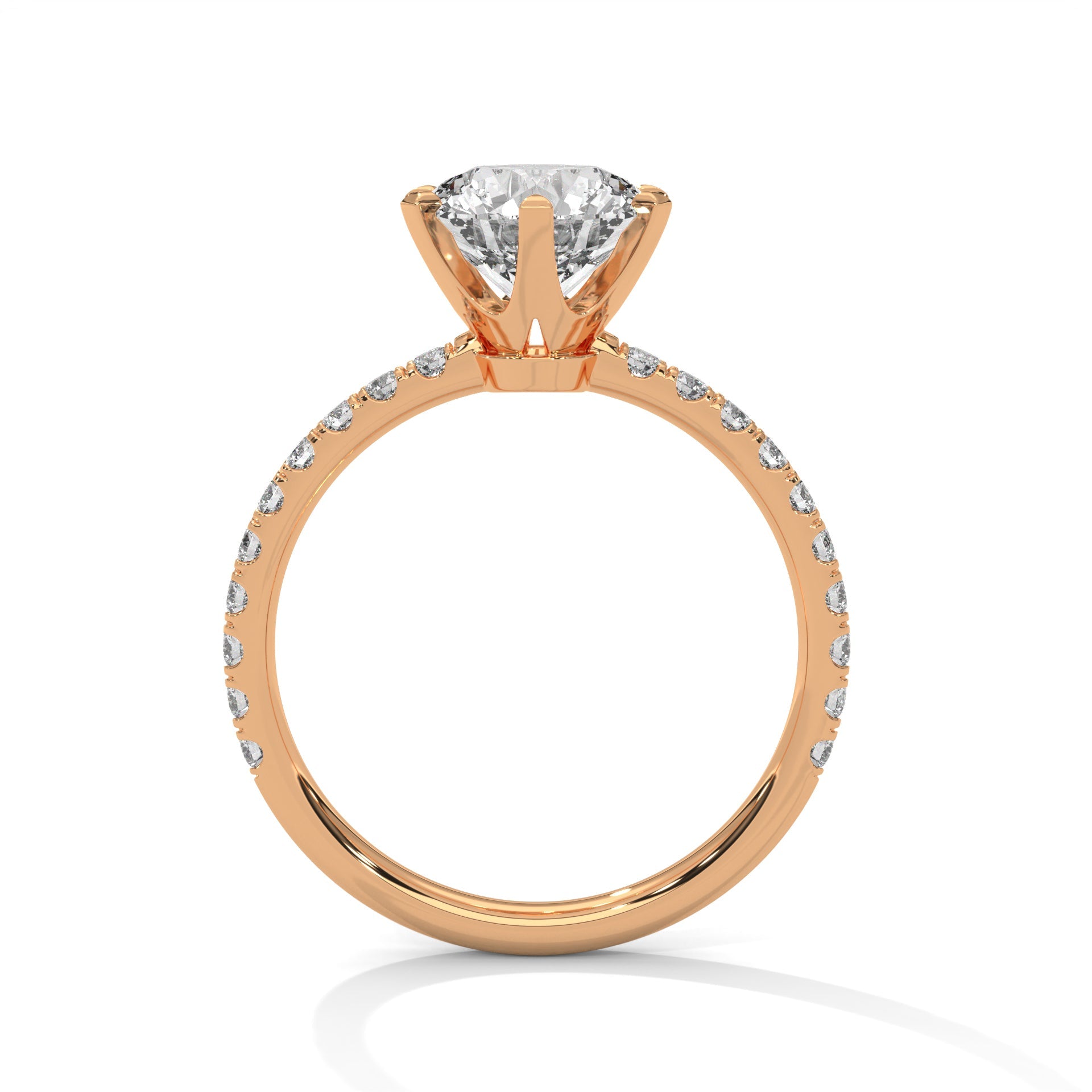 3 CT Round-Cut Lab Grown Diamond 6-Prong Pave Ring | 3.24 CTW