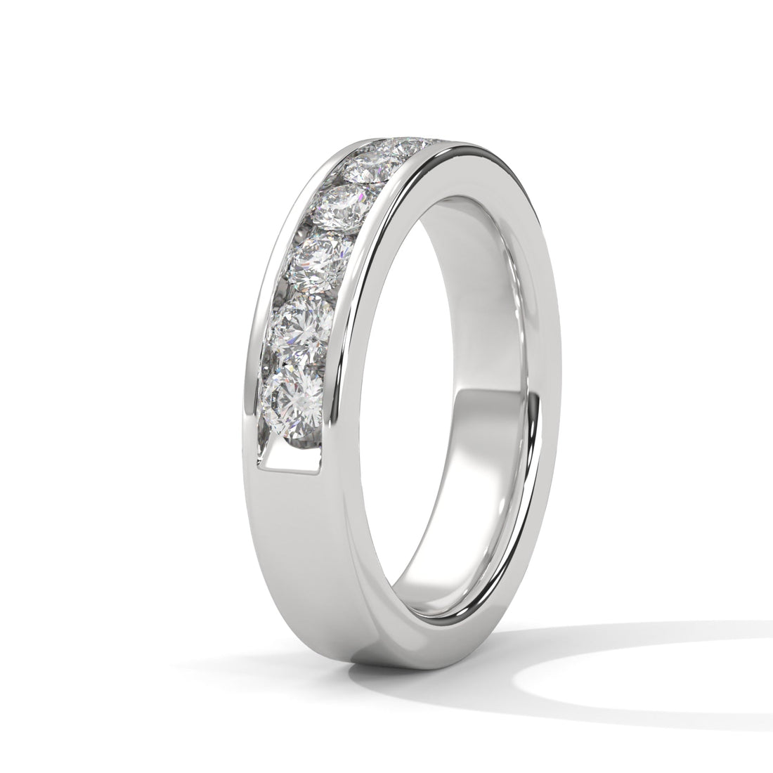Radiant Harmony: Gold Round Diamond Channel Set Band Ring| 1.08 CTW