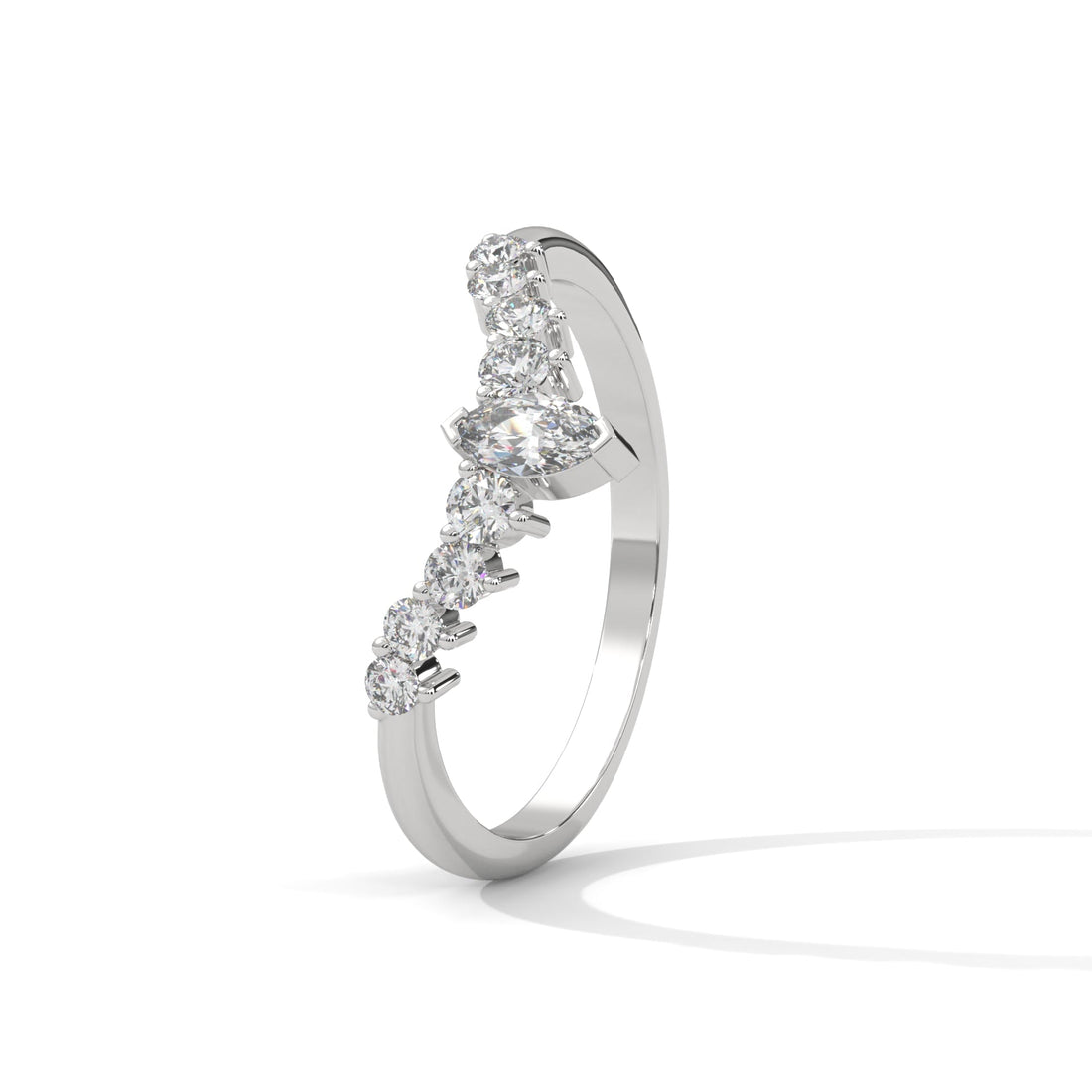 Celestial Marquise and Round Diamond Accent Gold Ring| 0.14 CTW