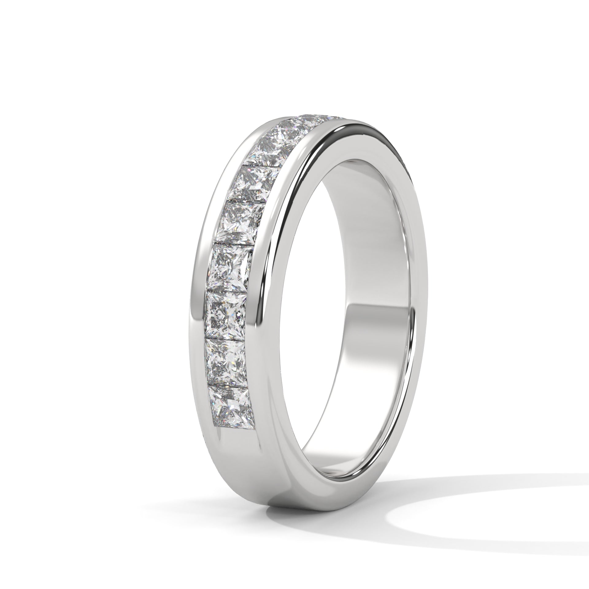 Elegant Embrace: Princess Cut Diamond Channel Set Gold Band | 1.10 CTW