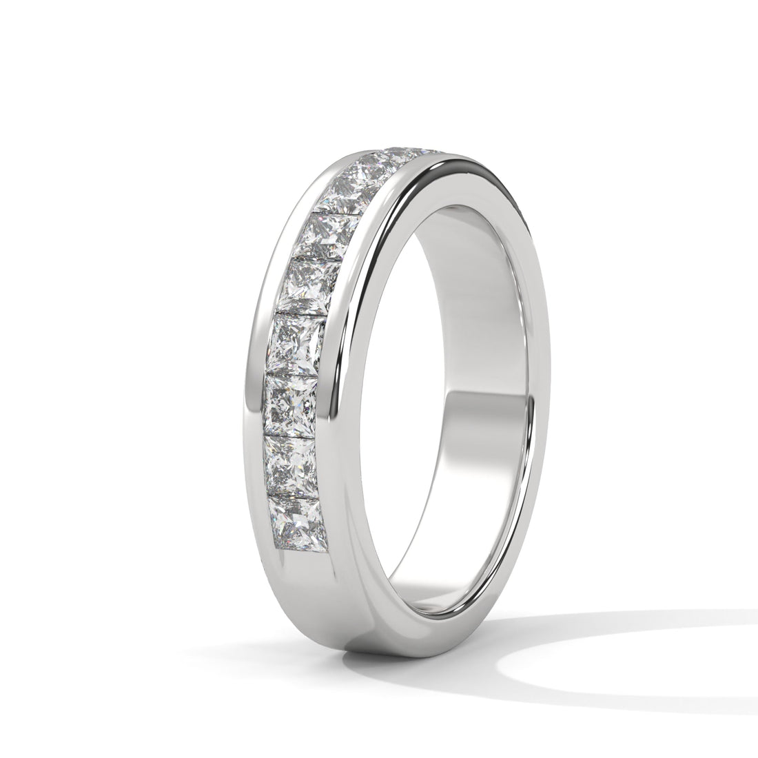 Elegant Embrace: Princess Cut Diamond Channel Set Gold Band | 1.10 CTW