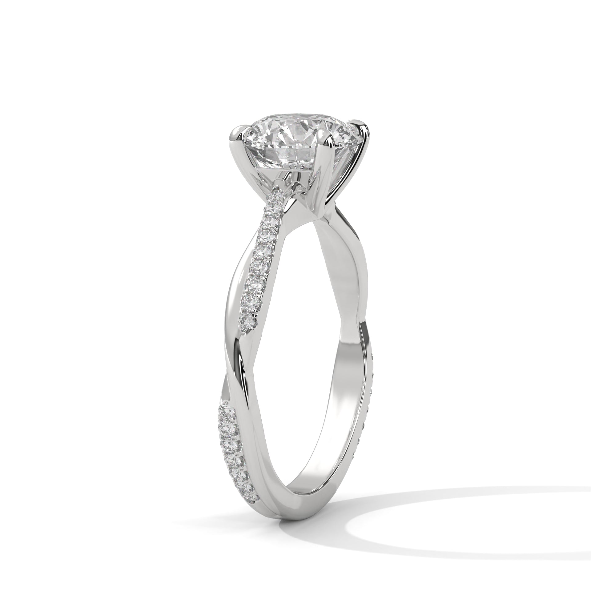 Twist-Design 2.16 CTW Round-Cut Diamond Gold Engagement Ring