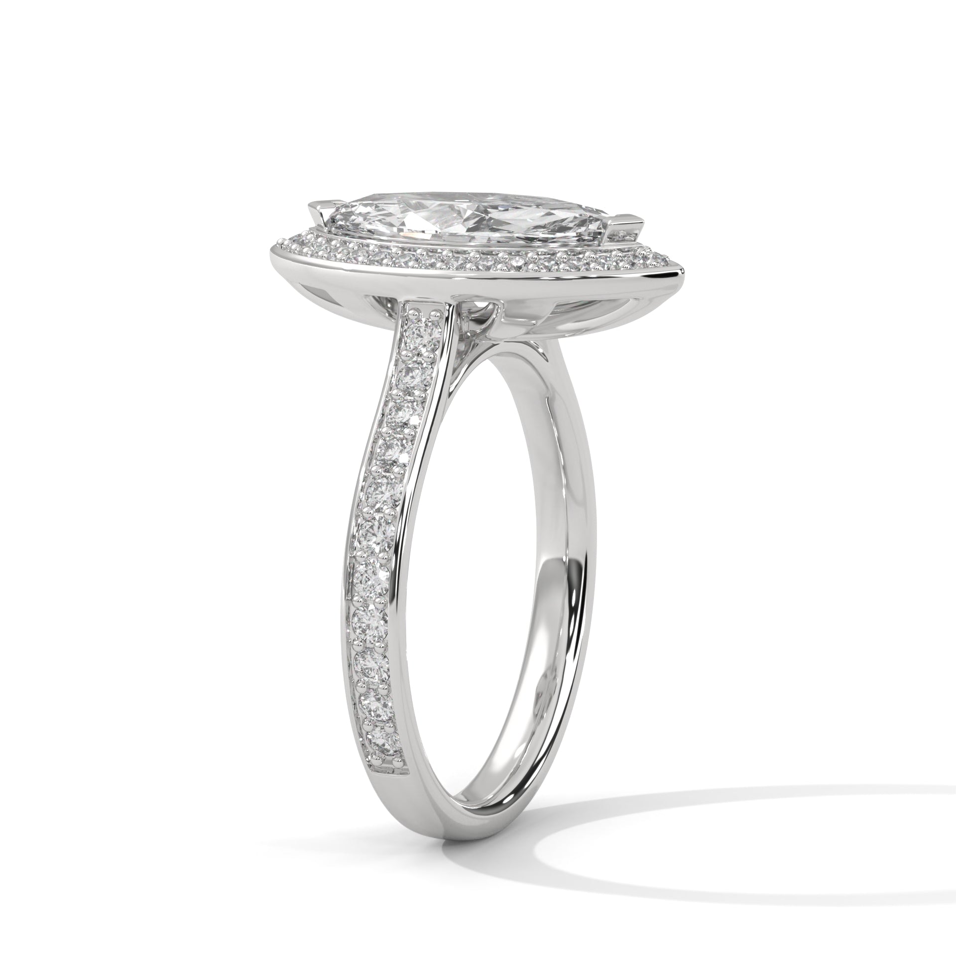 Marquise-Cut 3ctw Lab Grown Diamond Pave Band Ring | 3.46 CTW