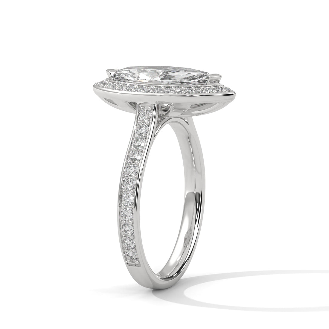 Marquise-Cut 3ctw Lab Grown Diamond Pave Band Ring | 3.46 CTW
