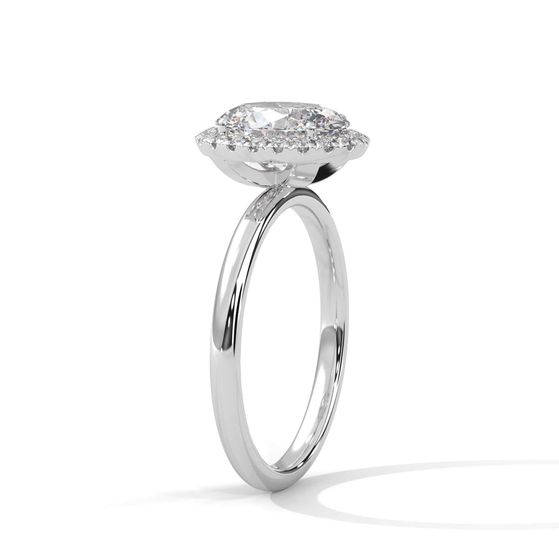 Regal Glow 2.16 CTW Oval Cut Diamond Halo Engagement Ring | E-VS