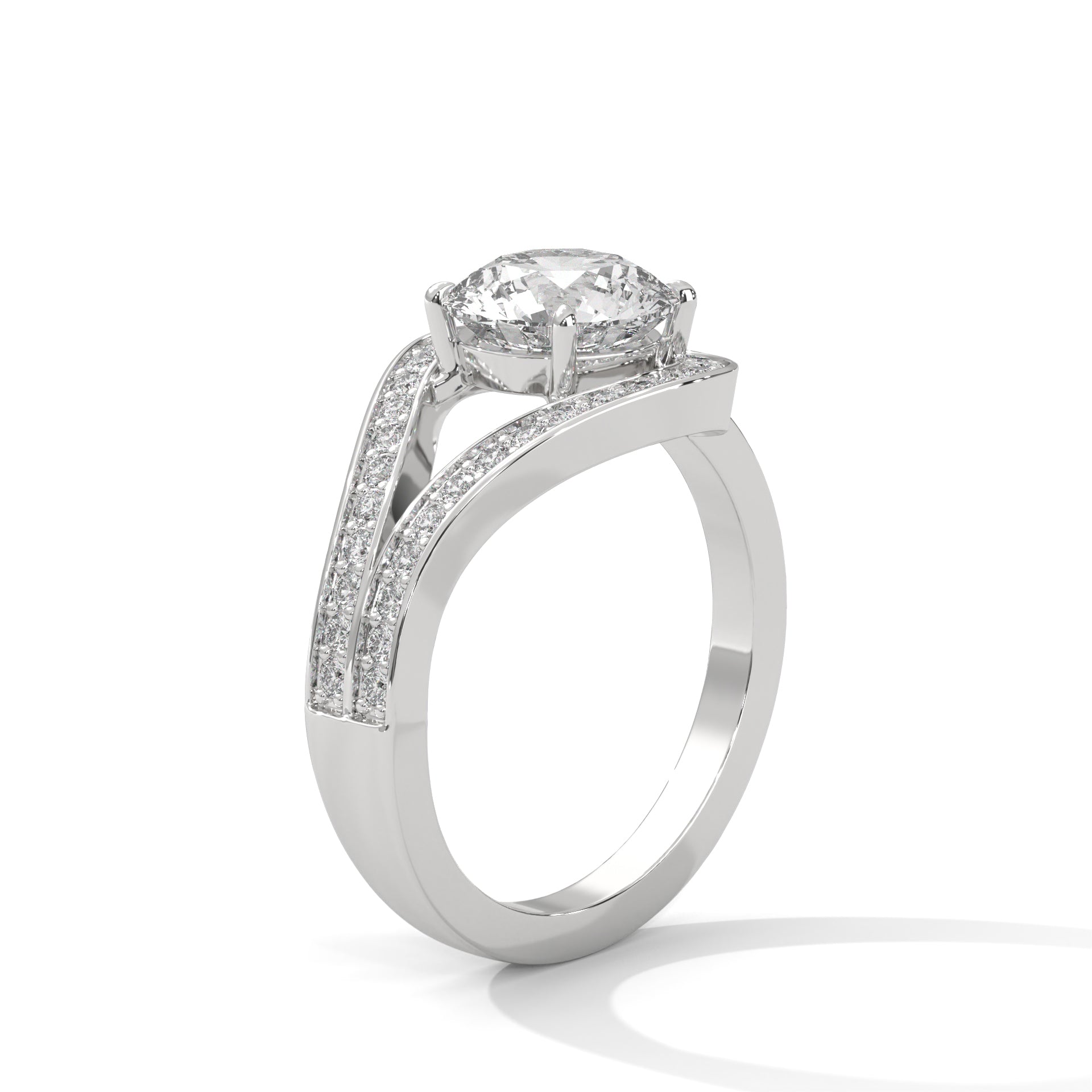Odessa 3ct Round Lab-Grown Diamond Halo Twist Engagement Ring | 3.39 CTW