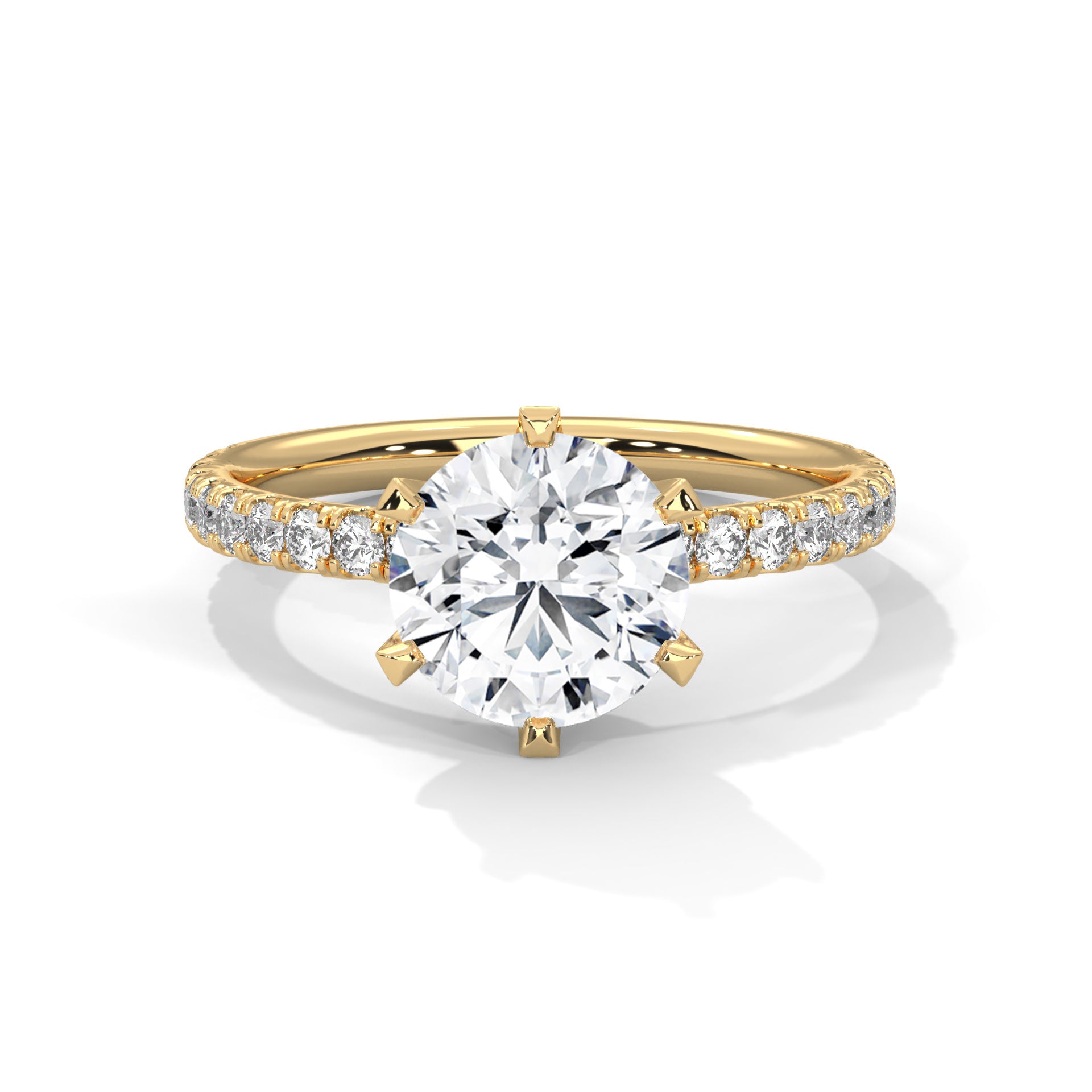 1.5 CT Round-Cut Lab Grown Diamond 6-Prong Pave Ring | 1.74 CTW