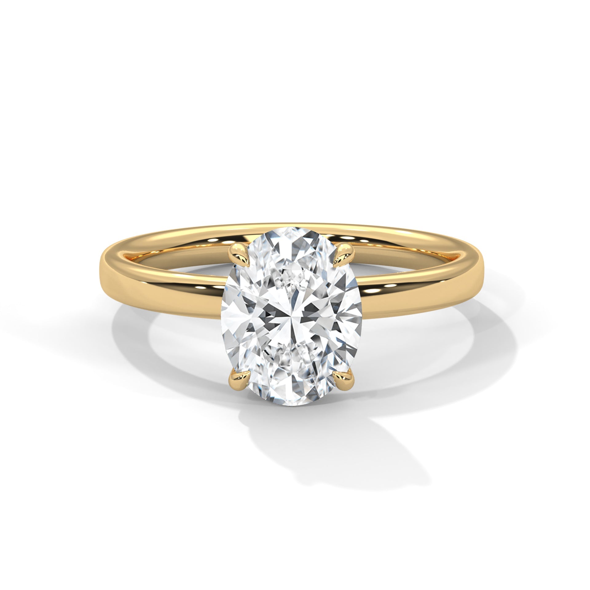 Elegance 2 CT Oval Cut Diamond Solitaire Ring | 14K & 18K Gold
