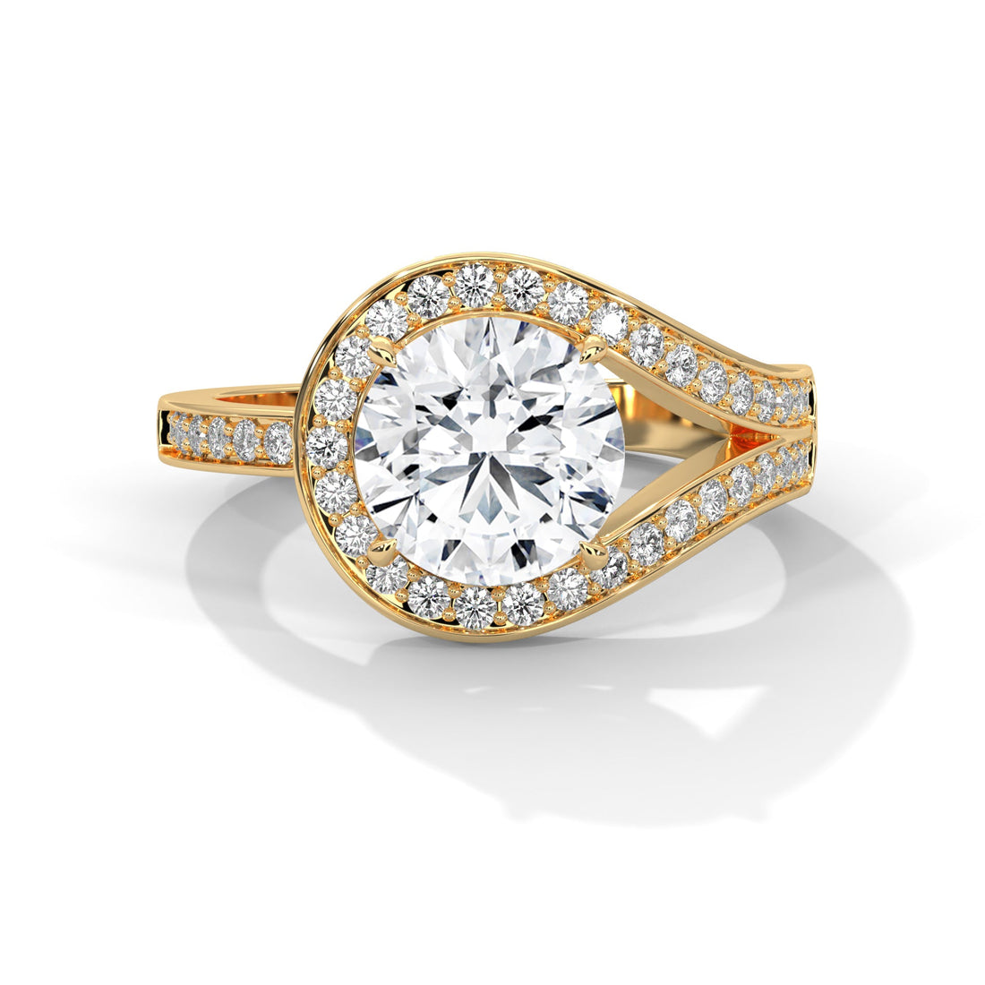 Azalea 1.5ct Round Lab-Grown Diamond Halo Twist Engagement Ring | 1.89 CTW