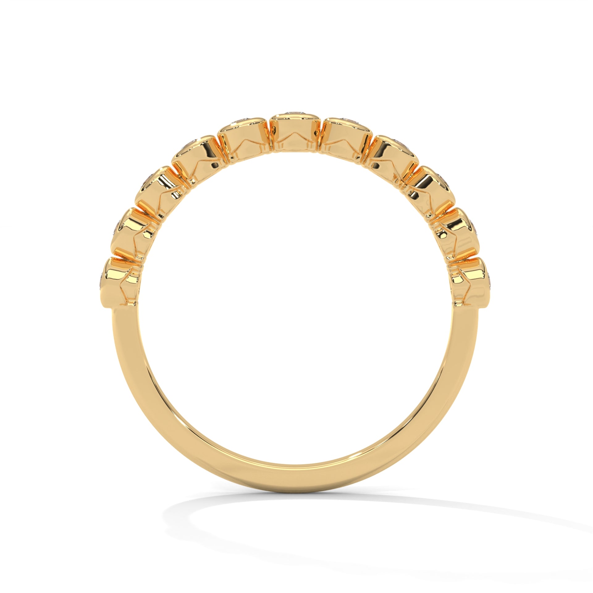 Circular Elegance:  Round Diamond Bezel Set Gold Band | 0.23 CTW