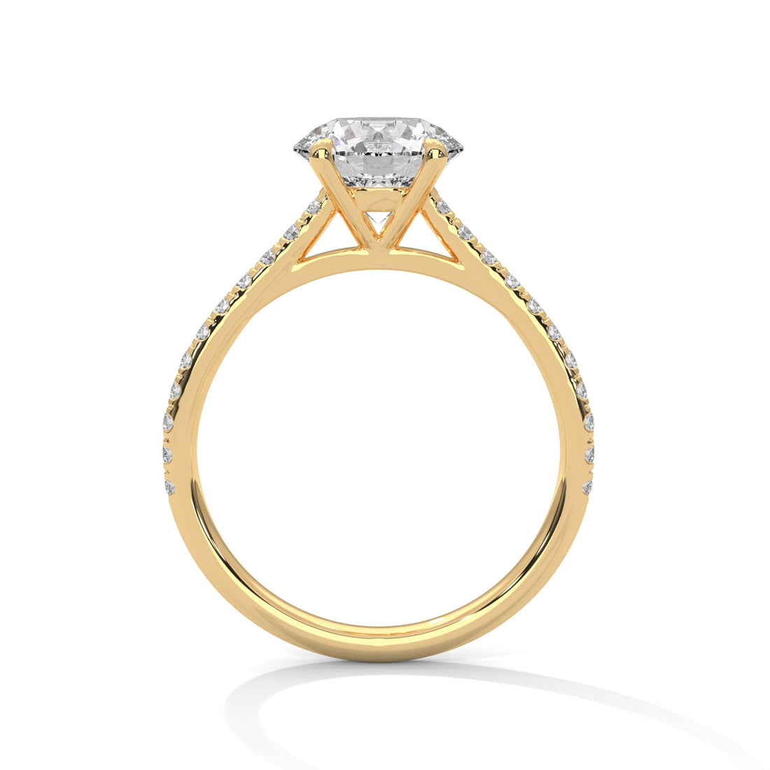 Timeless 4-Prong Pave Round-Cut Lab Grown Diamond Ring with 1/5 side stone | 3.2 CTW