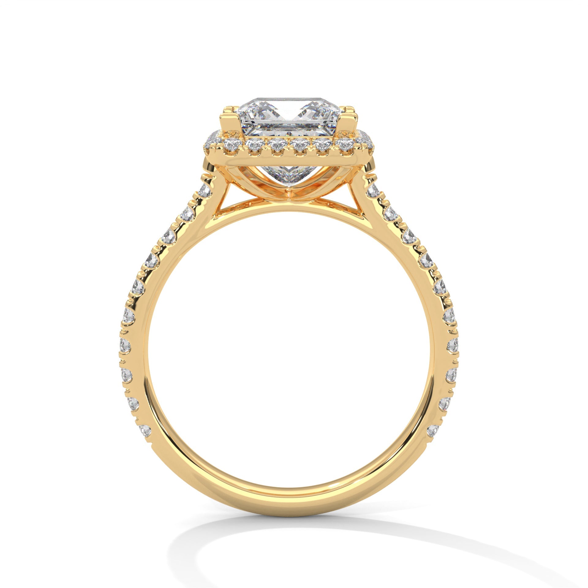 Halo-Pave Engagement Ring with Princess-Cut Diamond and 2ct Lab-Grown Center (F VS1)