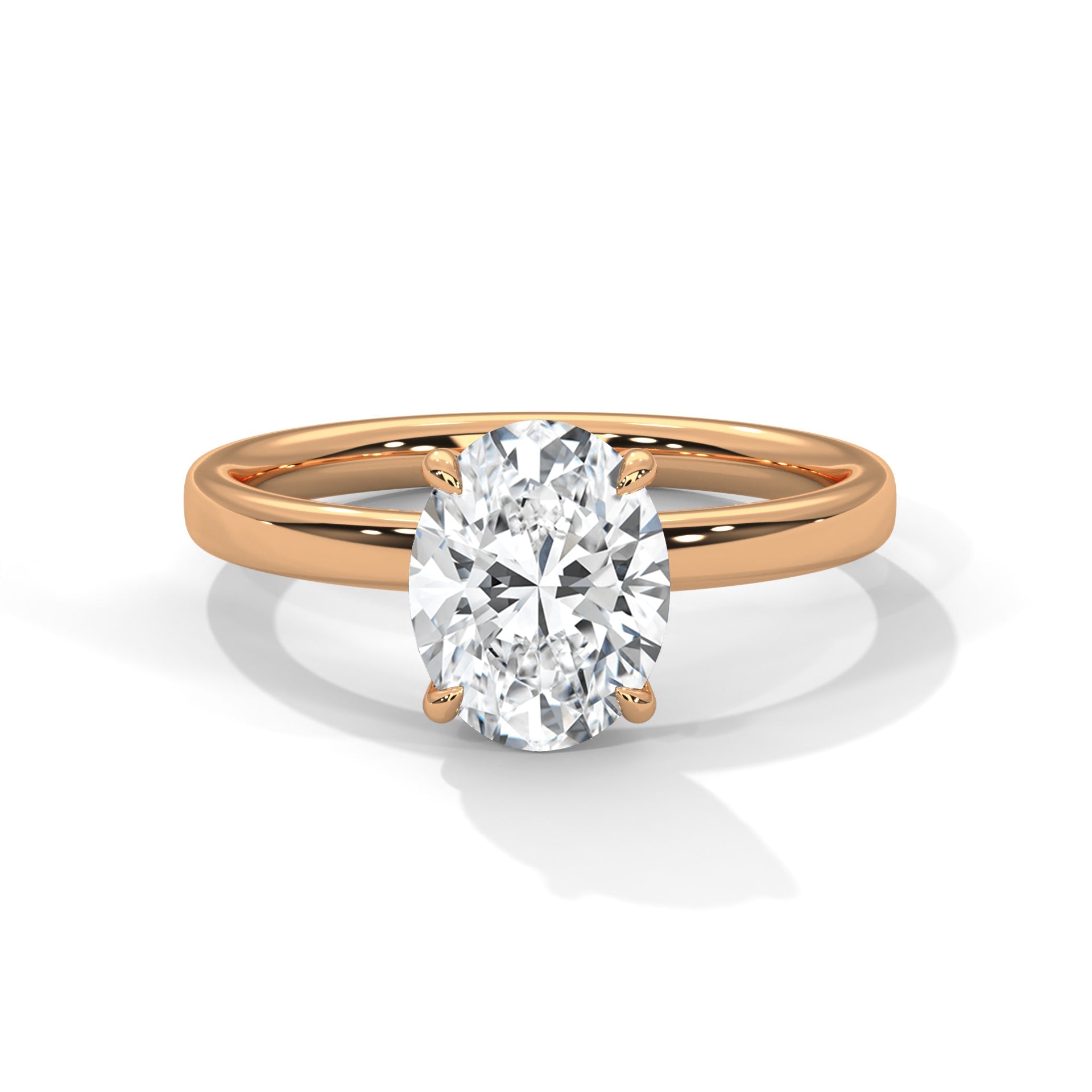Elegance 2 CT Oval Cut Diamond Solitaire Ring | 14K & 18K Gold