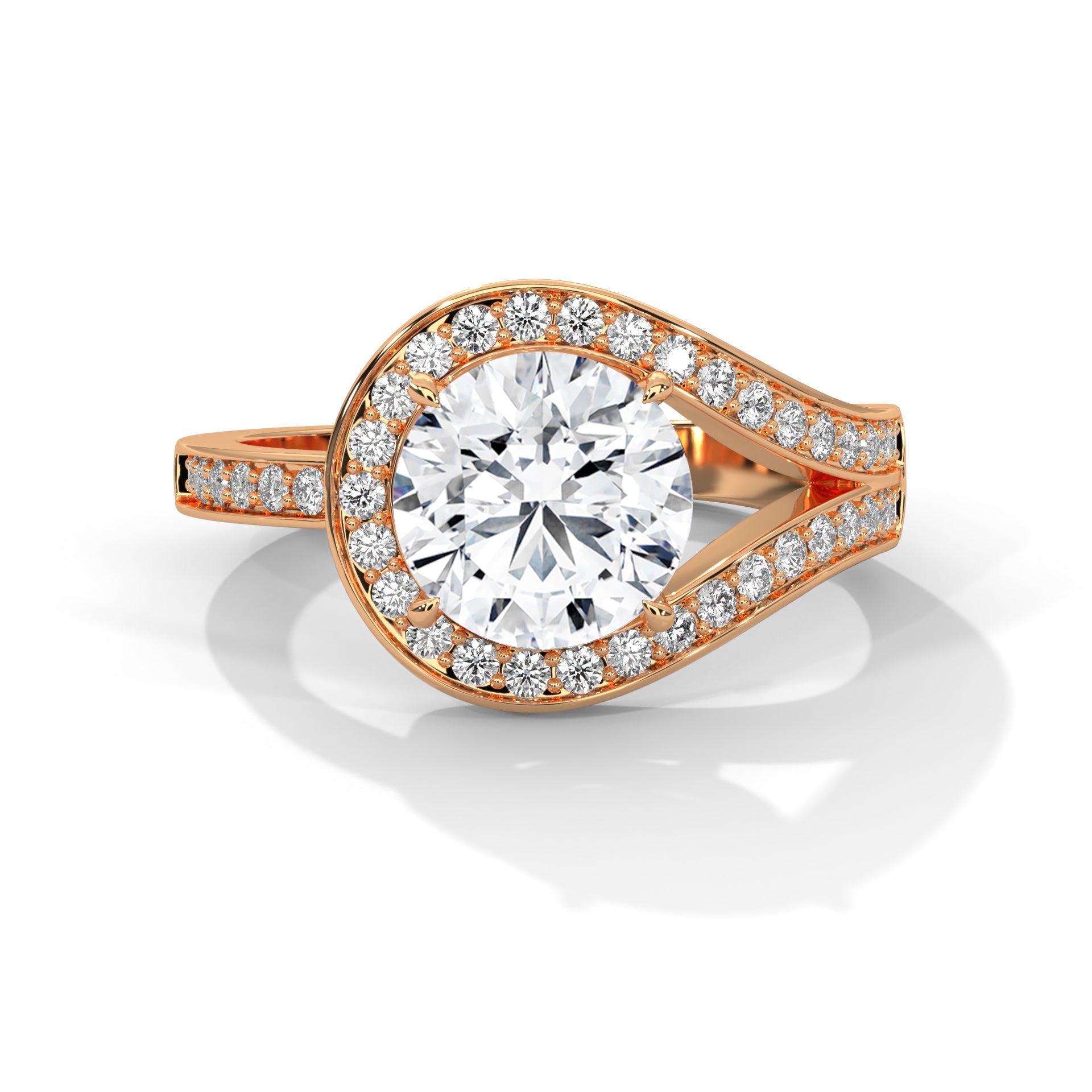Elegant Swirl 1ct Round Lab-Grown Diamond Engagement Ring | 1.72 CTW