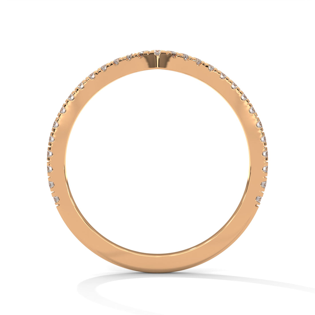 Elegant Round Lab-Grown Diamond Gold V-Shaped Wedding Band | 0.22 CTW
