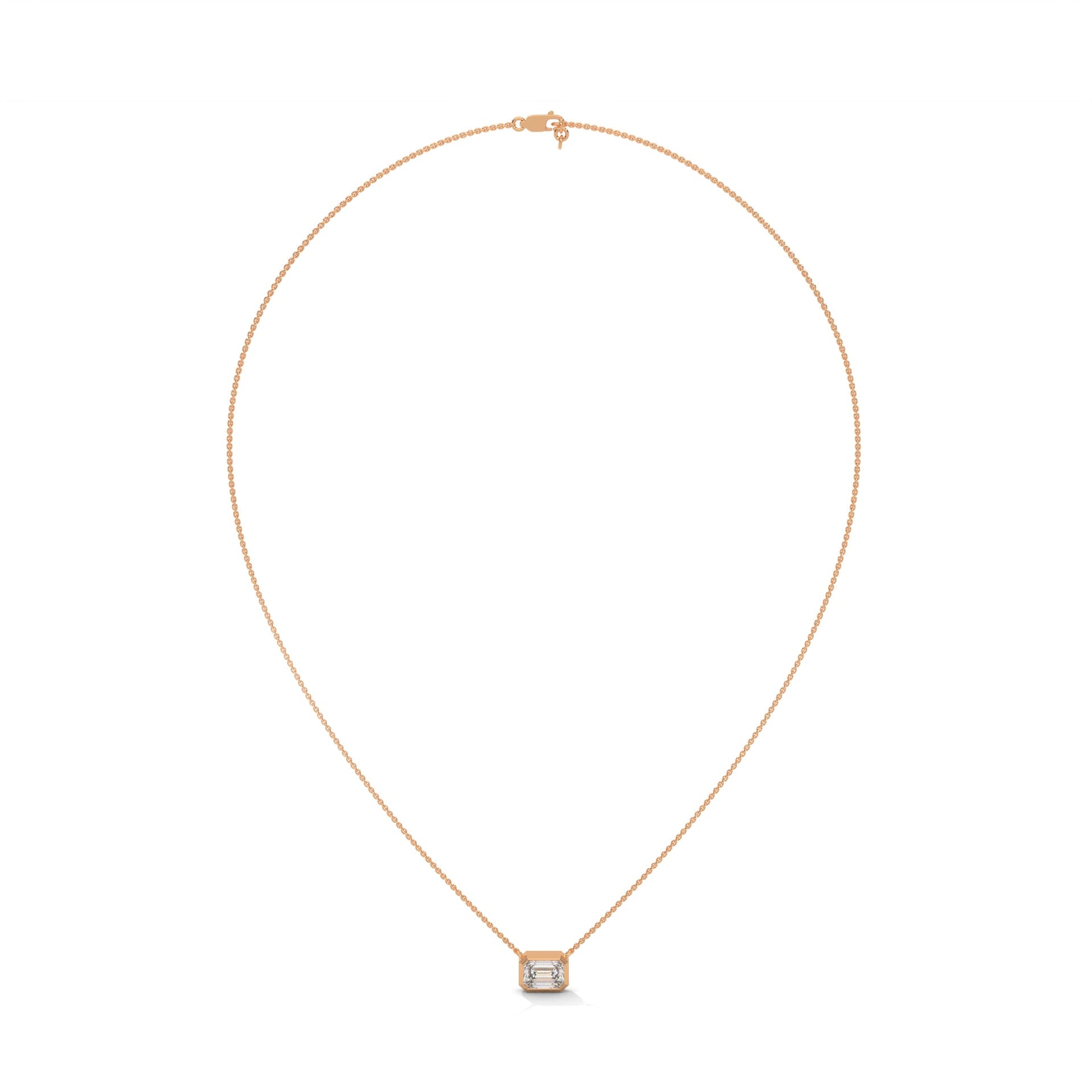 Emerald-Cut Diamond Pendant Necklace 0.75ct | 14K Gold | 16-18inch Chain