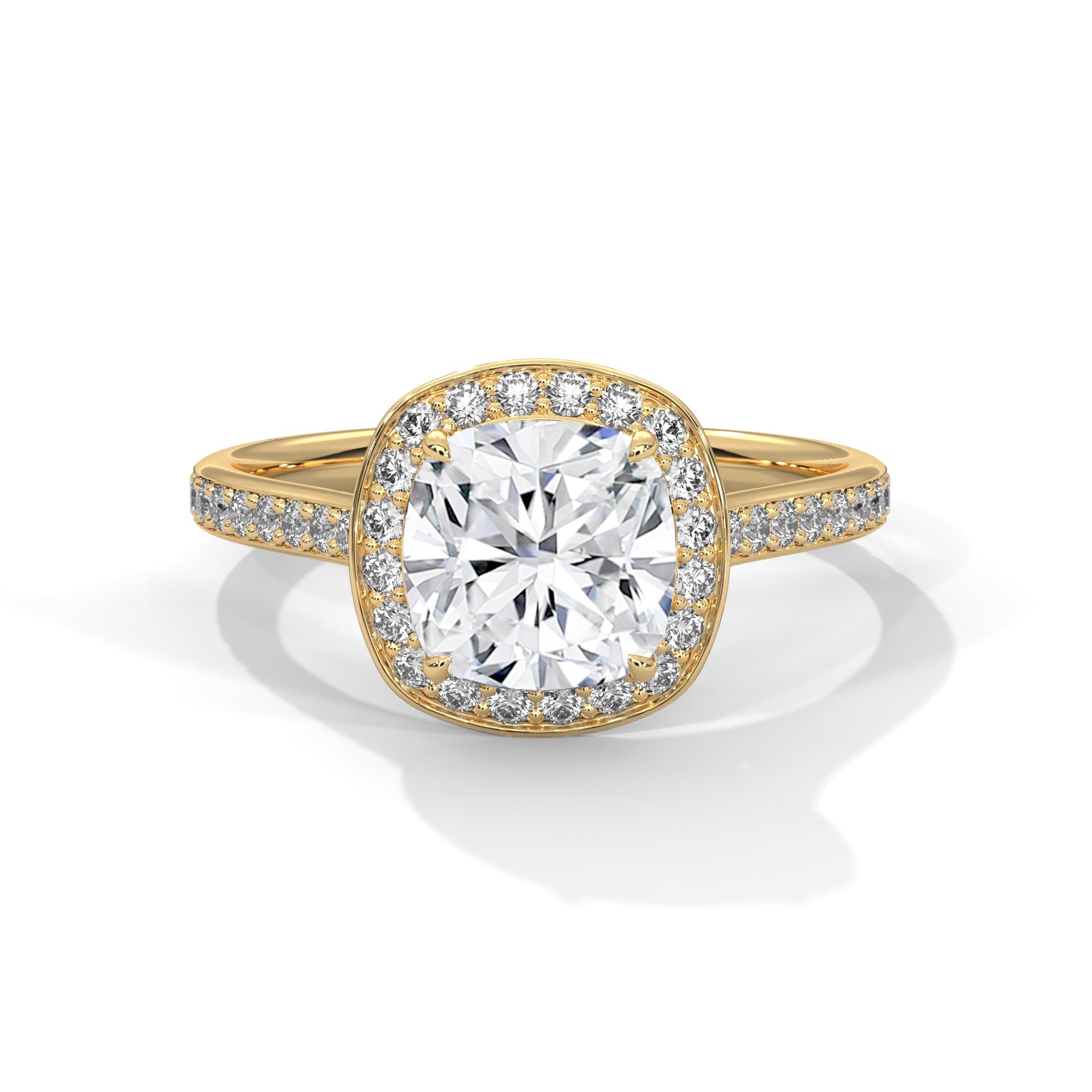 Regal Aura 1.5 CT Cushion-Cut Lab Grown Diamond Halo Ring | 1.92 CTW