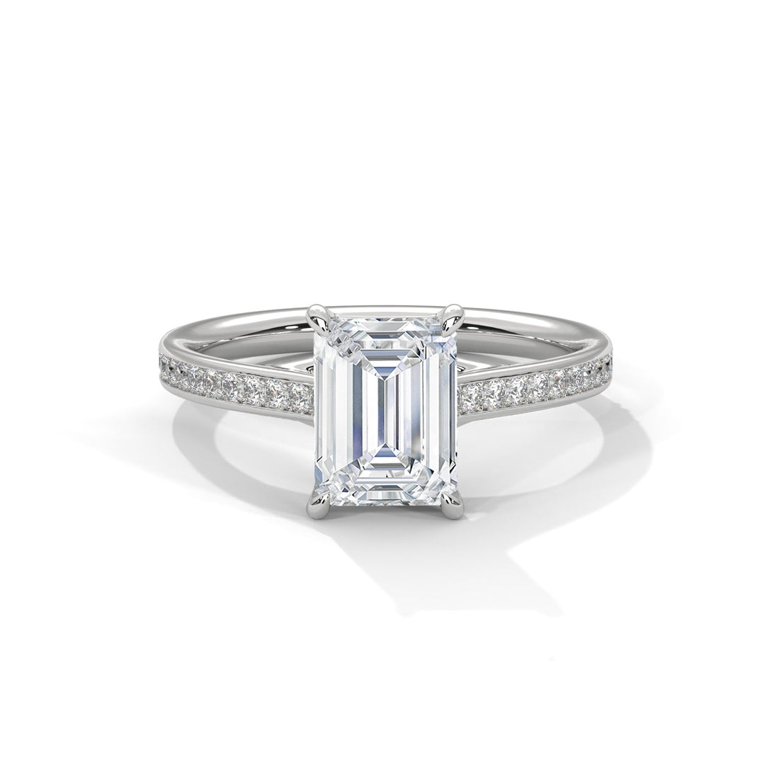 Lustrous Radiance 2.21 CTW Emerald-Cut Diamond Engagement Ring | E-VS1