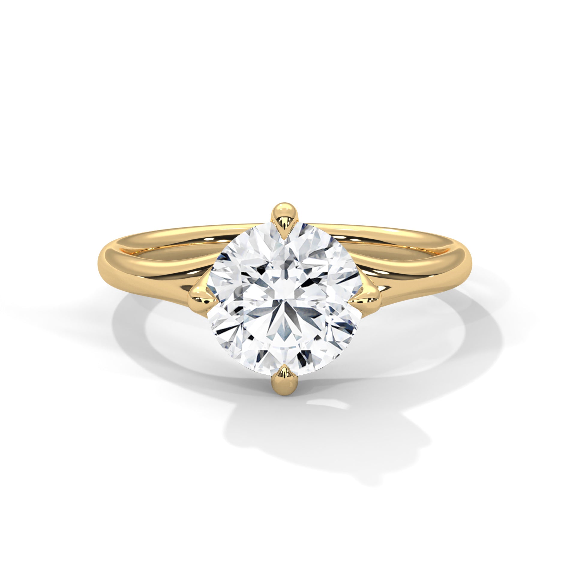 Round Brilliant-Cut Split Shank Engagement Ring with 2ct Lab-Grown Diamond (F VS1)