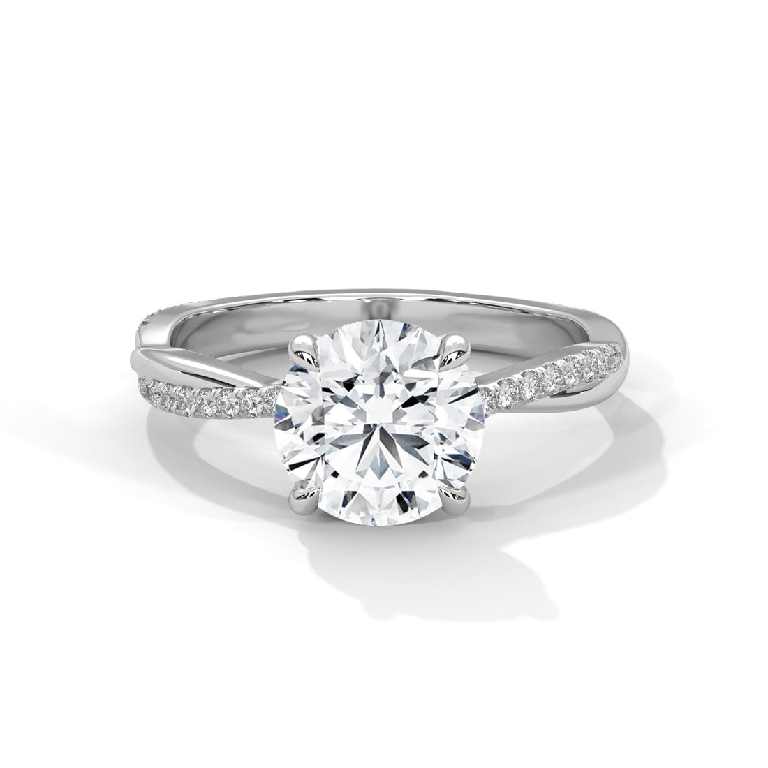 Twist-Design 2.16 CTW Round-Cut Diamond Gold Engagement Ring