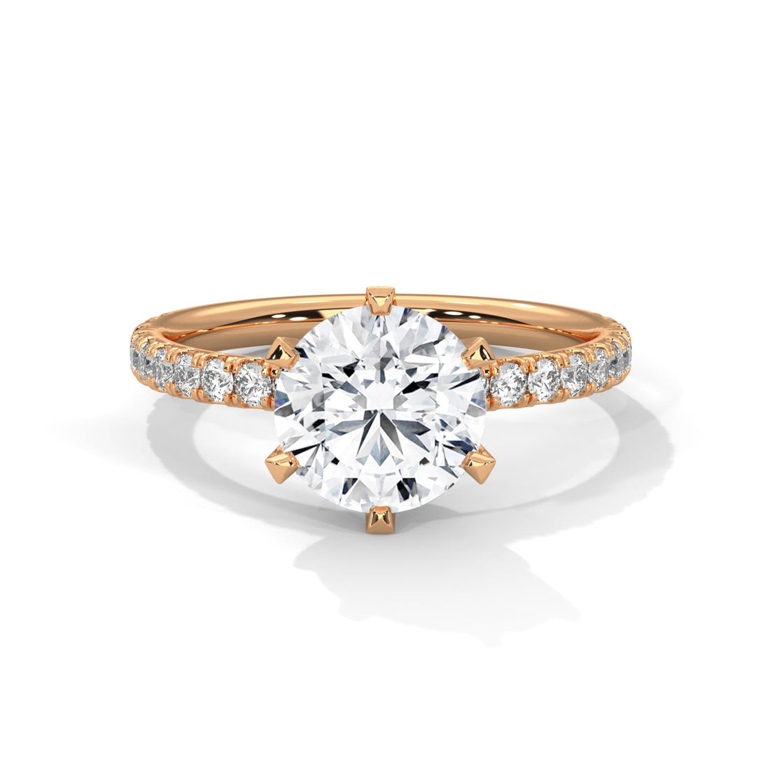 3 CT Round-Cut Lab Grown Diamond 6-Prong Pave Ring | 3.24 CTW