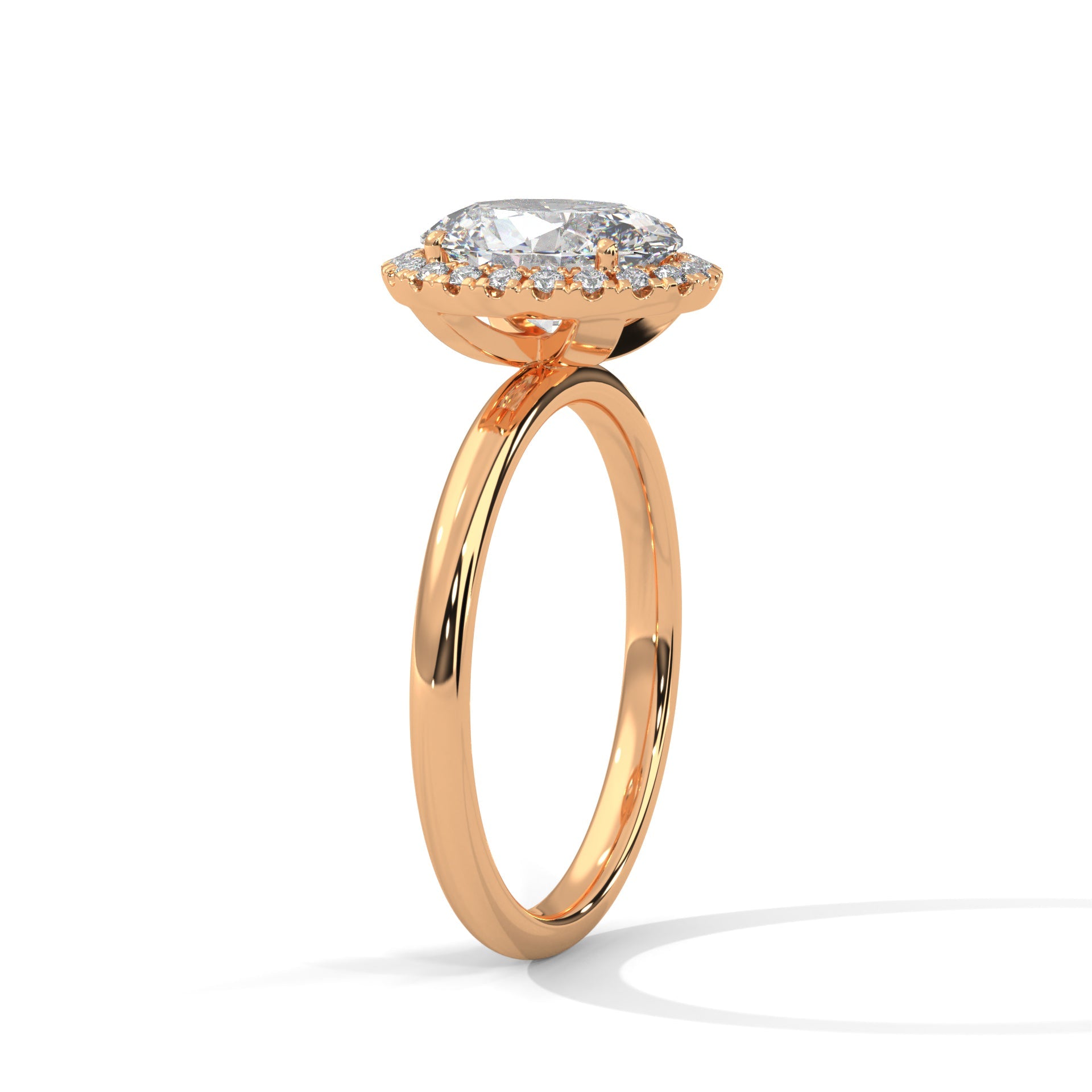 Regal Glow 2.16 CTW Oval Cut Diamond Halo Engagement Ring | E-VS