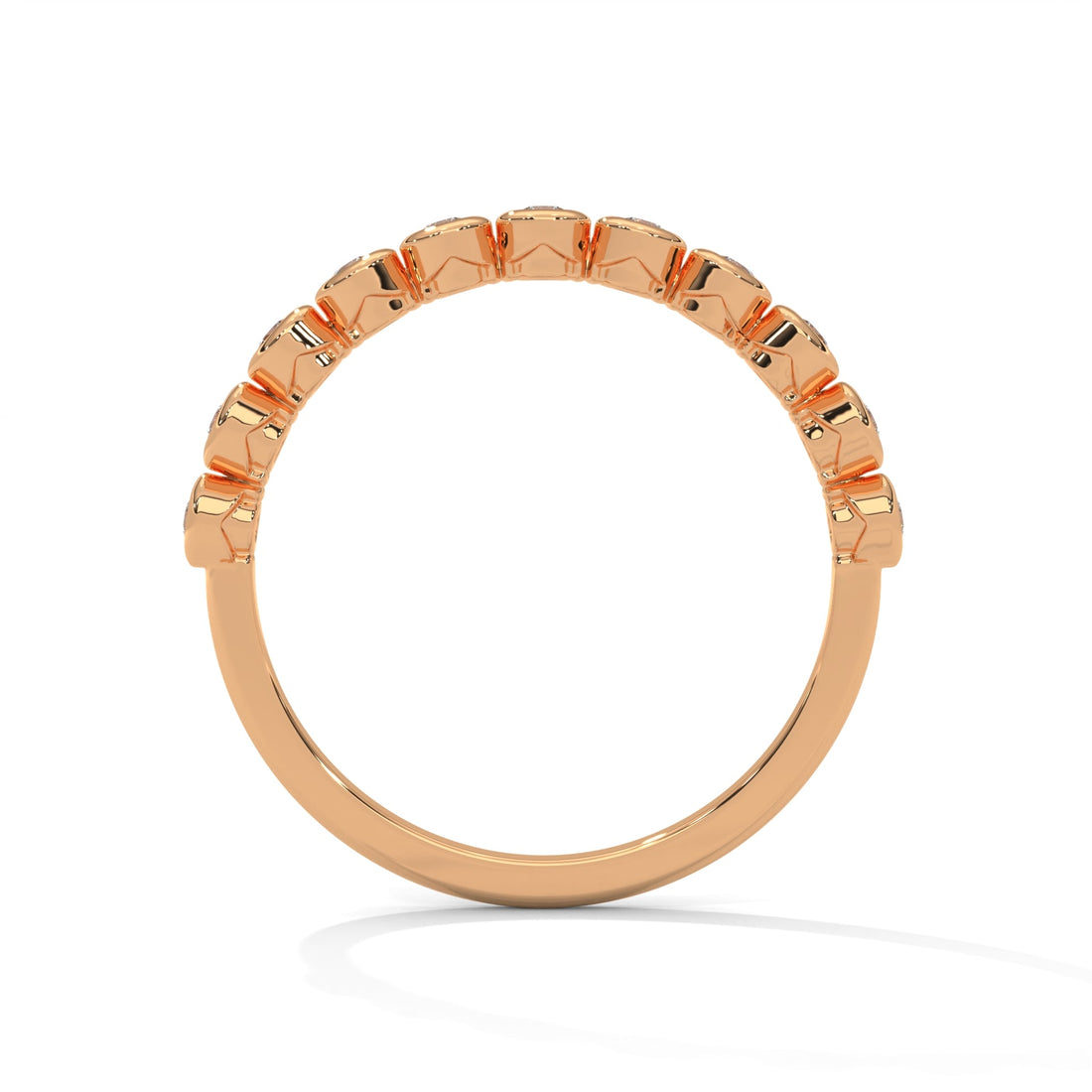 Circular Elegance:  Round Diamond Bezel Set Gold Band | 0.23 CTW