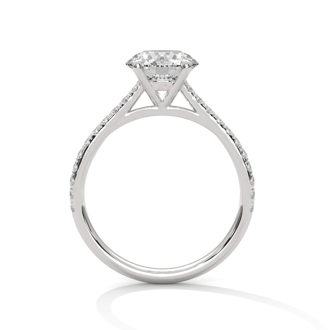 Timeless 4-Prong Pave Round-Cut Lab Grown Diamond Ring with 1/5 side stone | 3.2 CTW