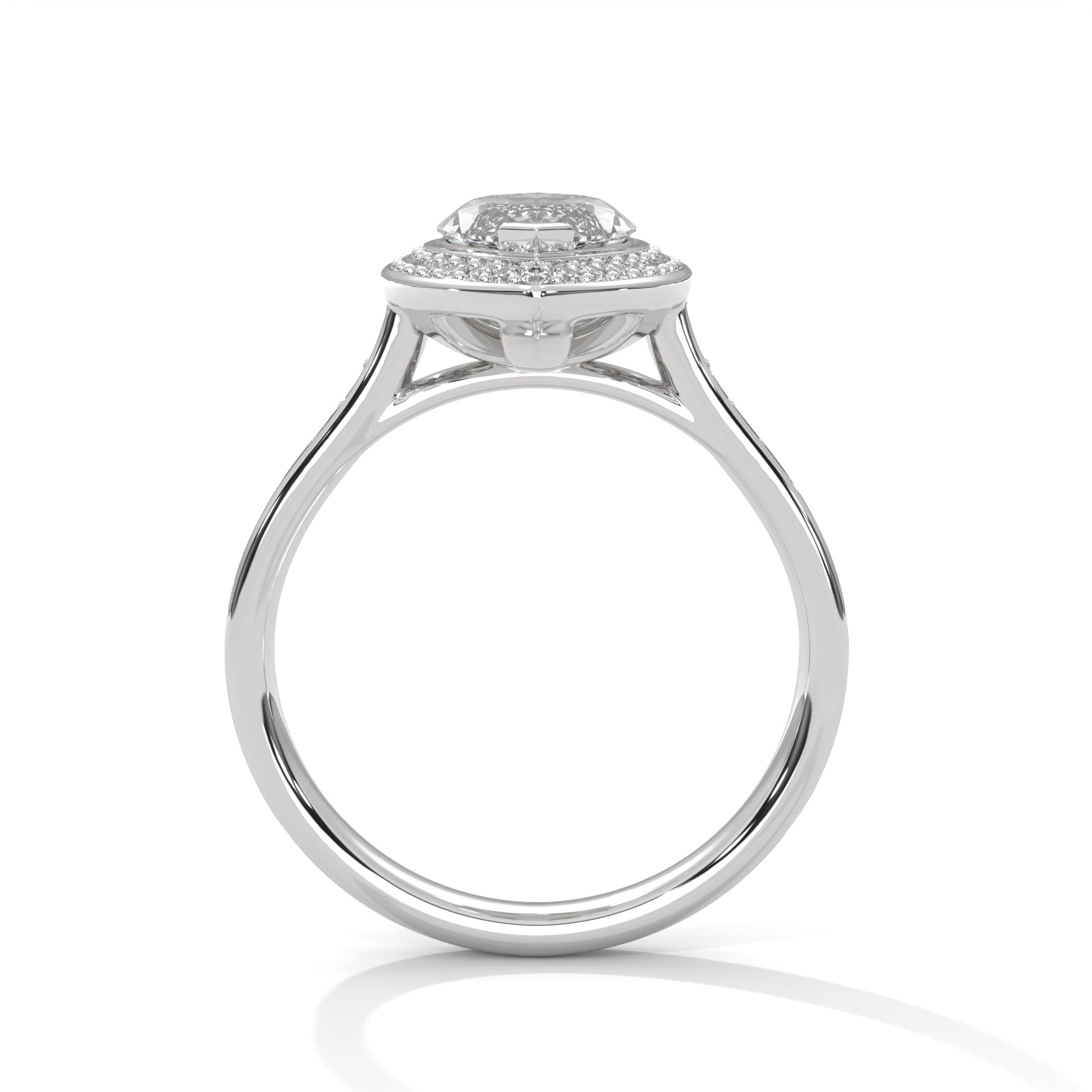 Pave Band Ring with 1.5ctw Halo Marquise-Cut Lab Grown Diamond | 1.96 CTW