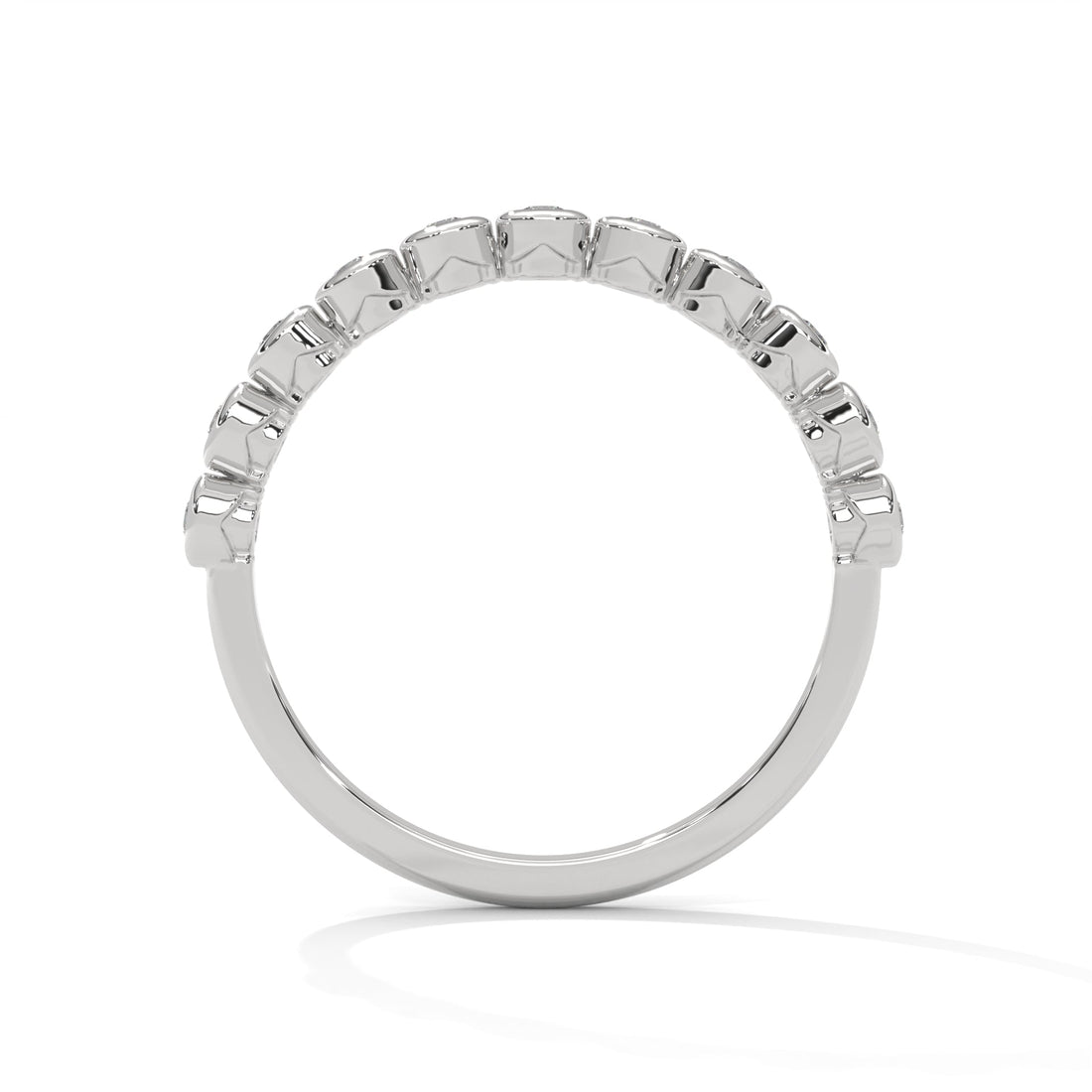 Circular Elegance:  Round Diamond Bezel Set Gold Band | 0.23 CTW