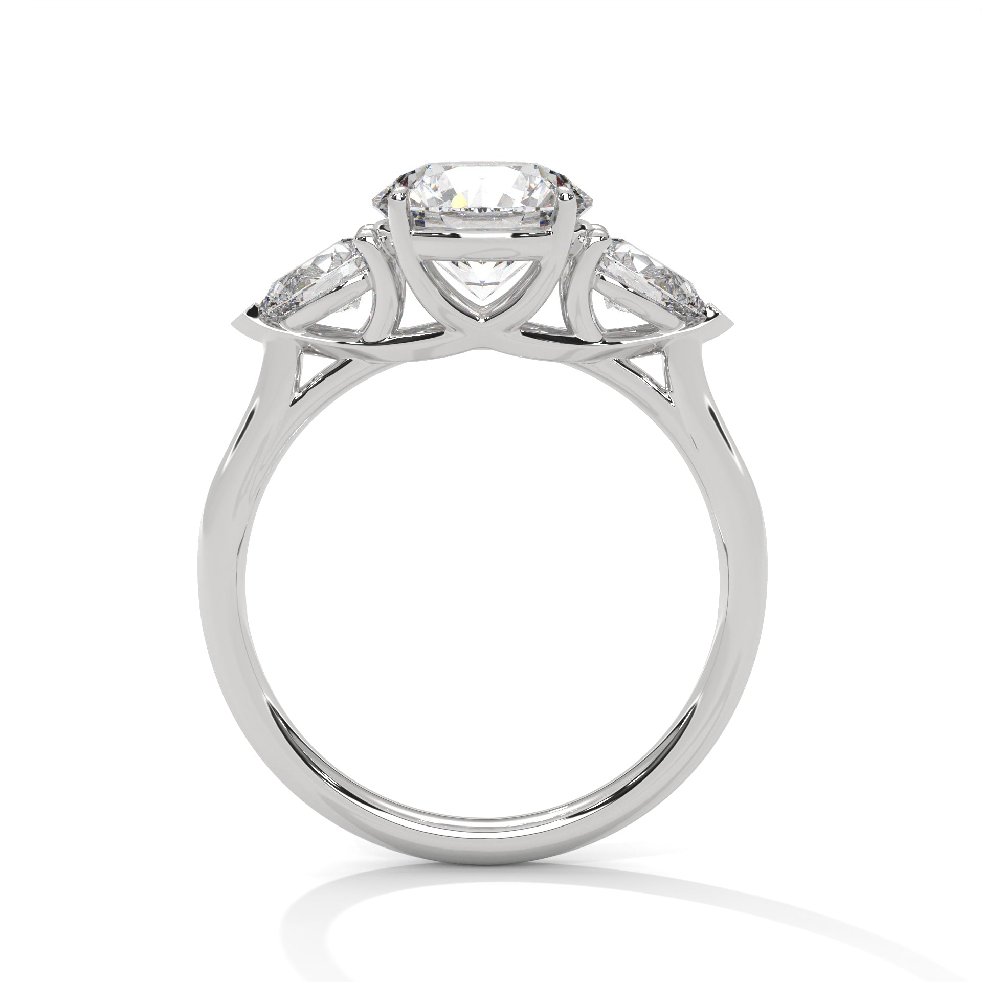 Trinity Pear 3 CTW Round-Cut Diamond Engagement Ring | E-VS1