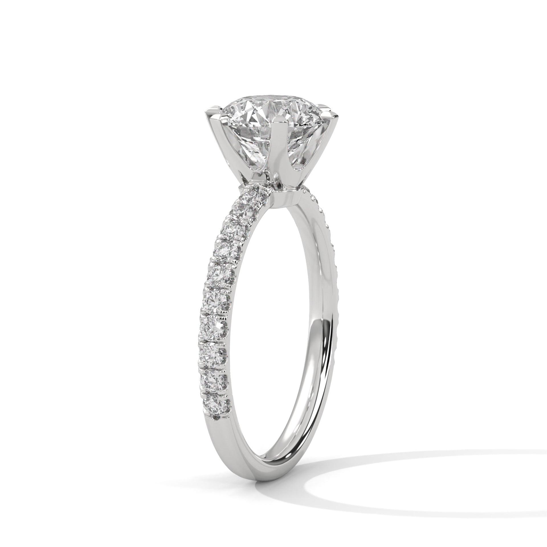 3 CT Round-Cut Lab Grown Diamond 6-Prong Pave Ring | 3.24 CTW