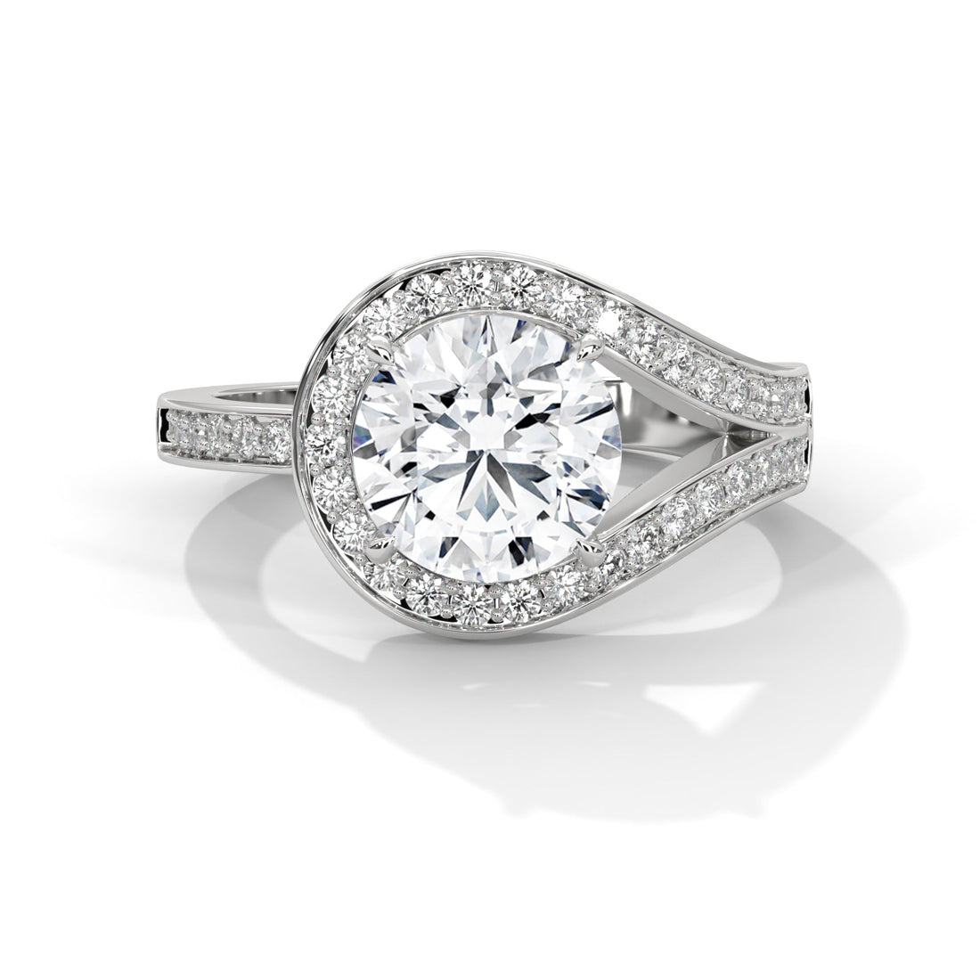 Celeste 2.39 CTW Round Diamond Halo Engagement Gold RIng