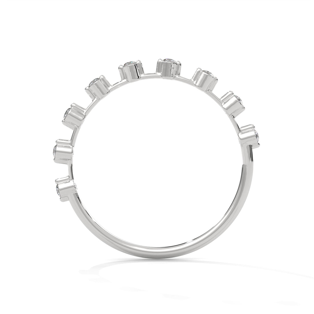 Delicate Harmony: Round Diamond Studded Gold Band | 0.13 CTW