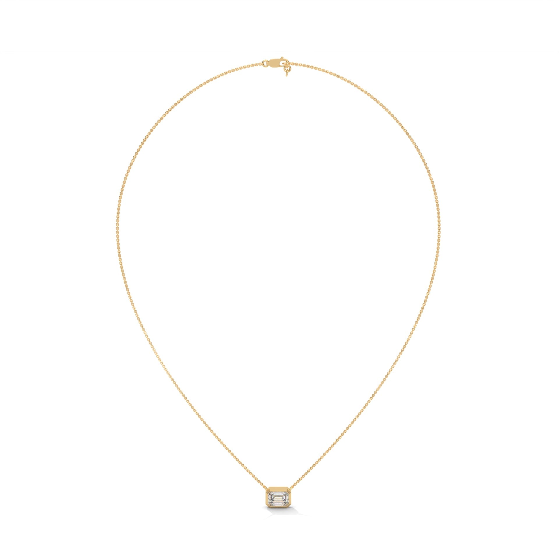 Emerald-Cut Diamond Pendant Necklace 0.75ct | 14K Gold | 16-18inch Chain